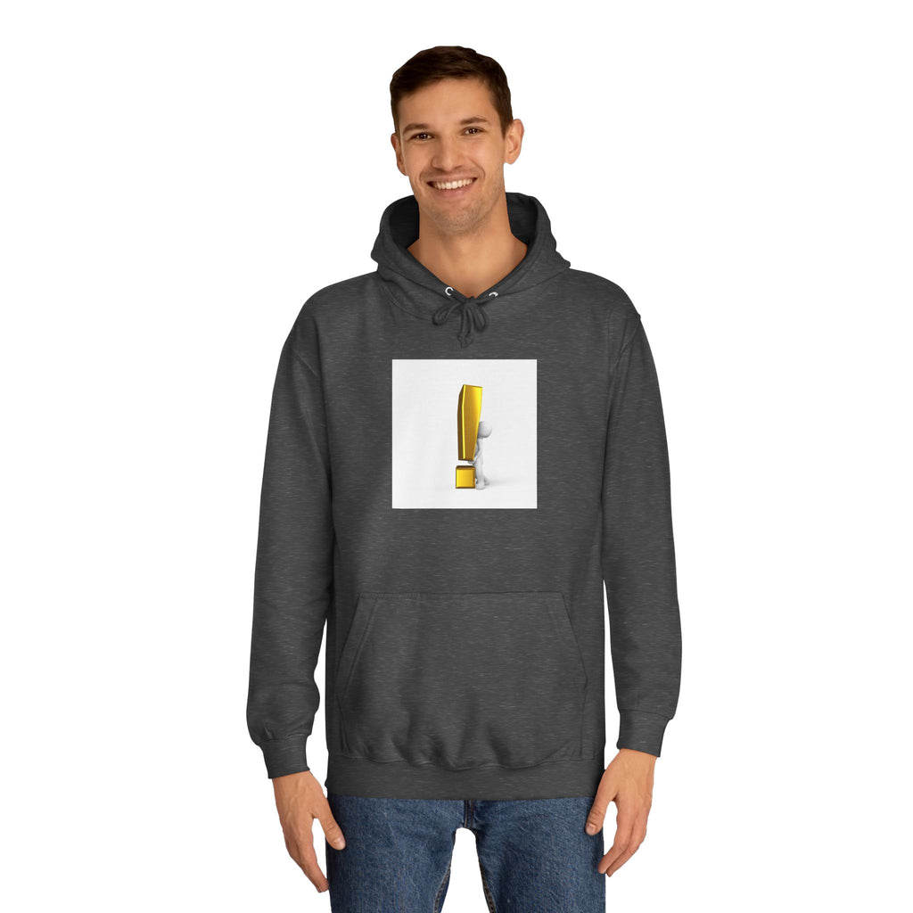 Gold Exclamation Mark Hoodie | Minimal Symbol Sweatshirt