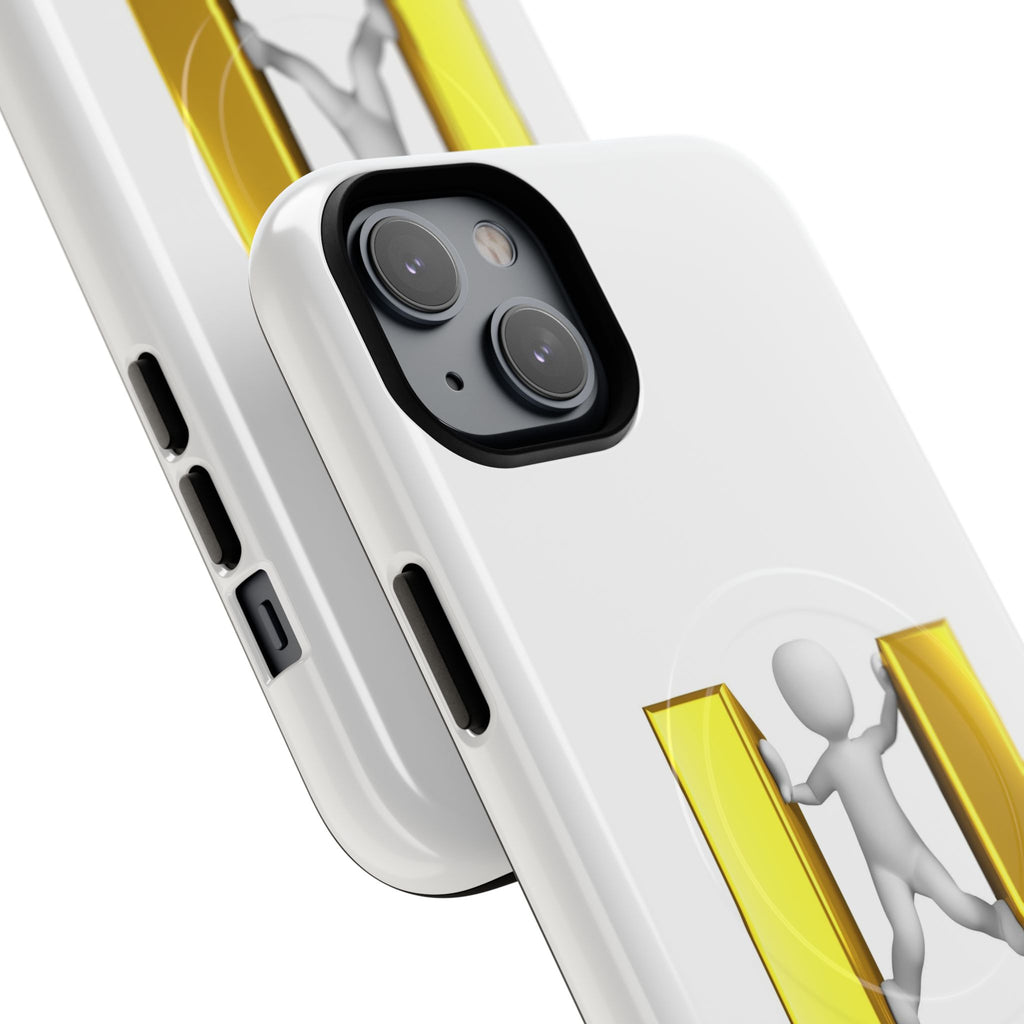 3D Gold U Letter with Stick Figure phone case | Tough Magnetic Case