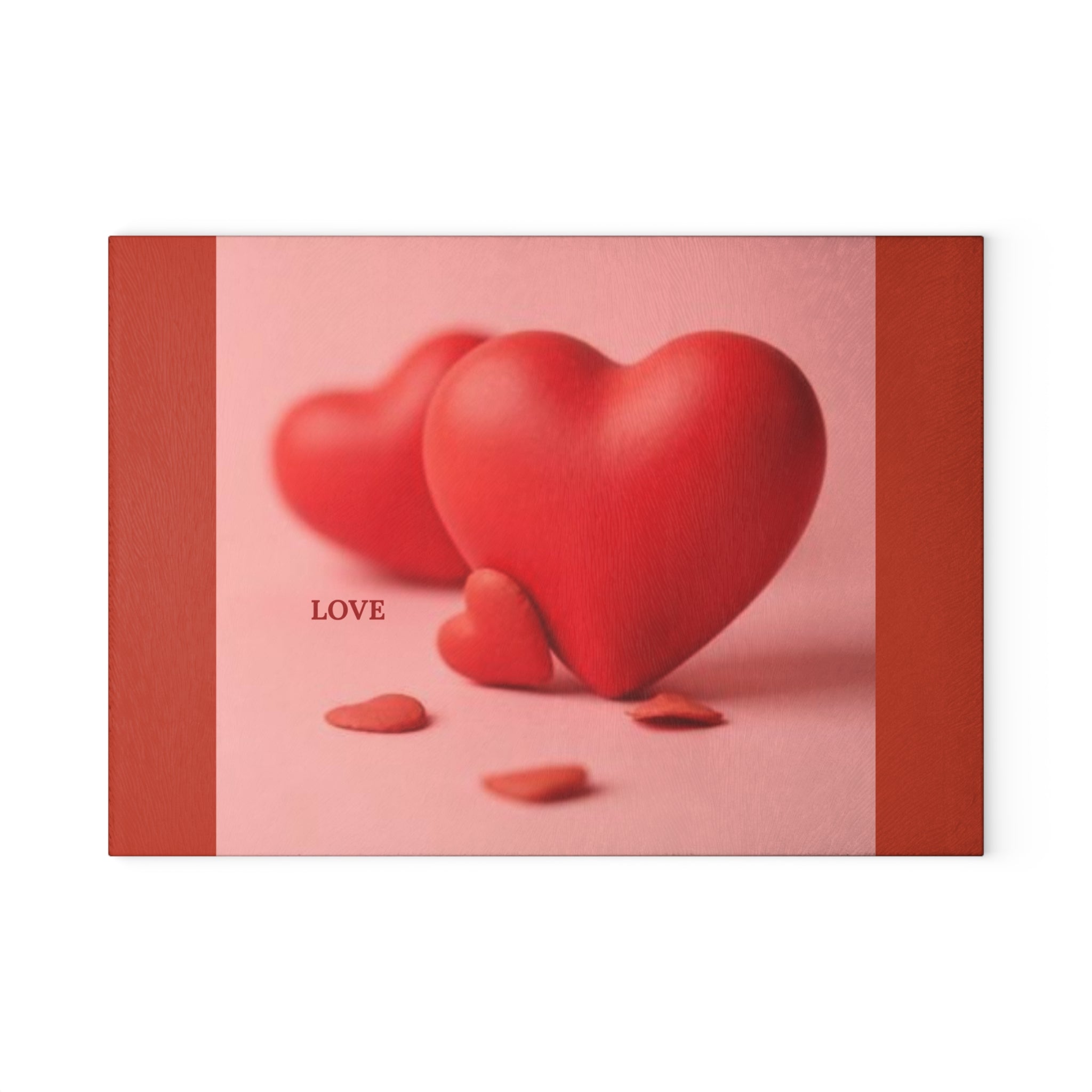 Red Heart Love design Glass Cutting Board | Valentine's kitchen decor