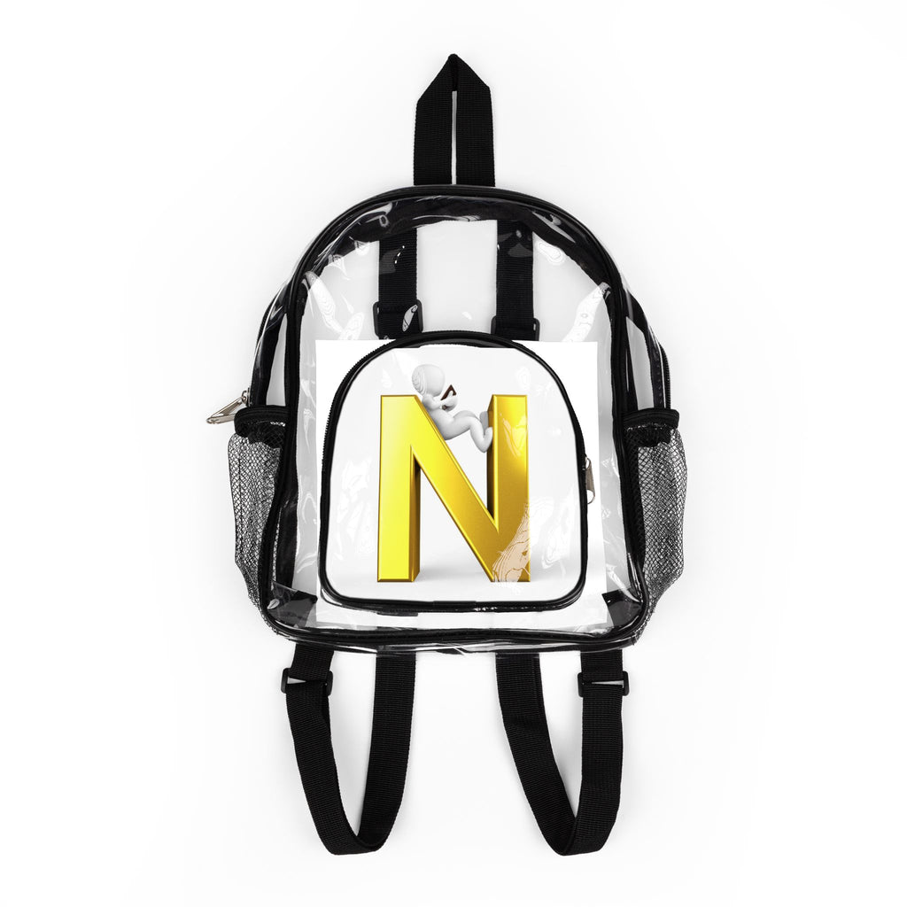 Yellow 3D Letter N Clear Stadium Backpack | Transparent School Bag