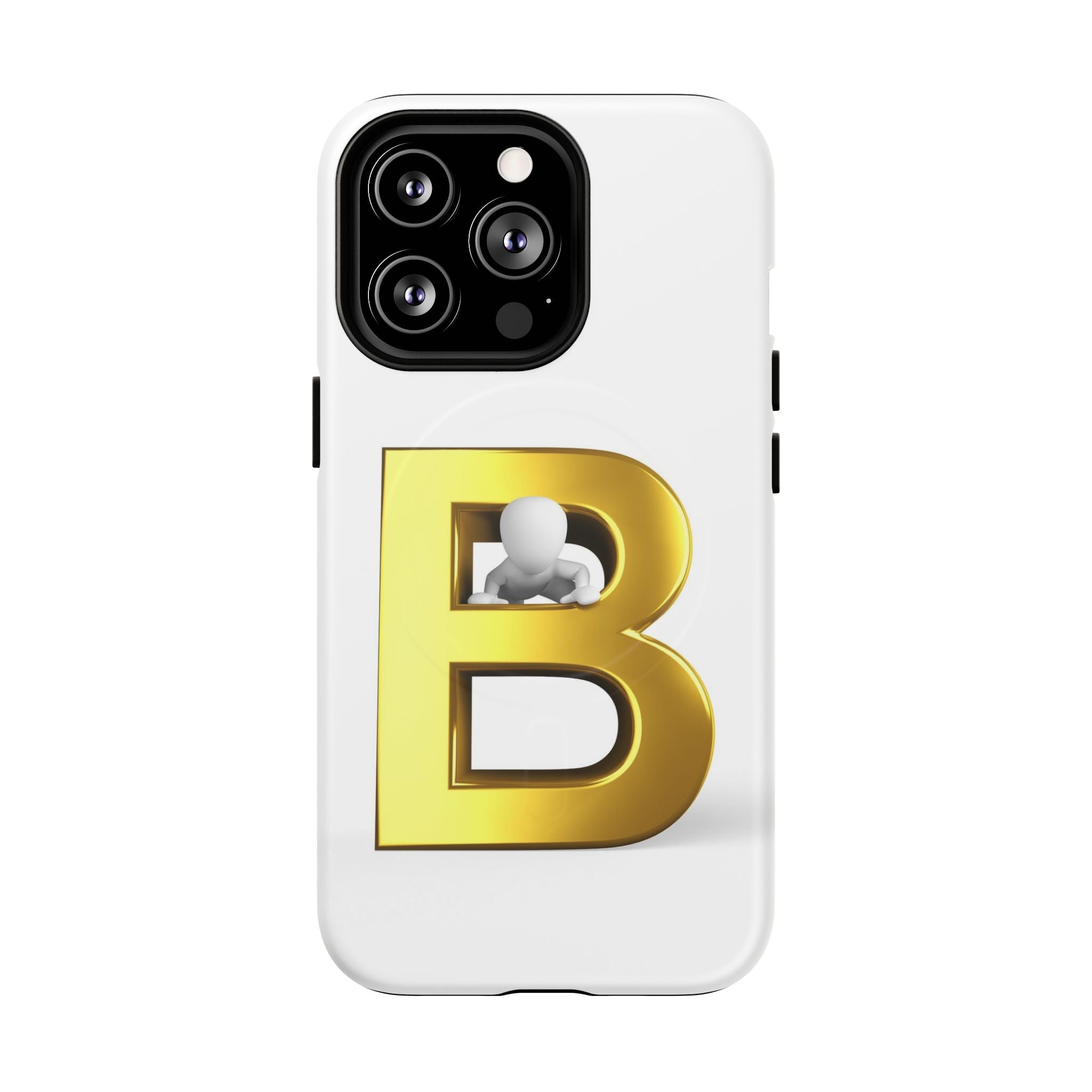 Coque de téléphone 3D Lettre B dorée | Coque magnétique résistante