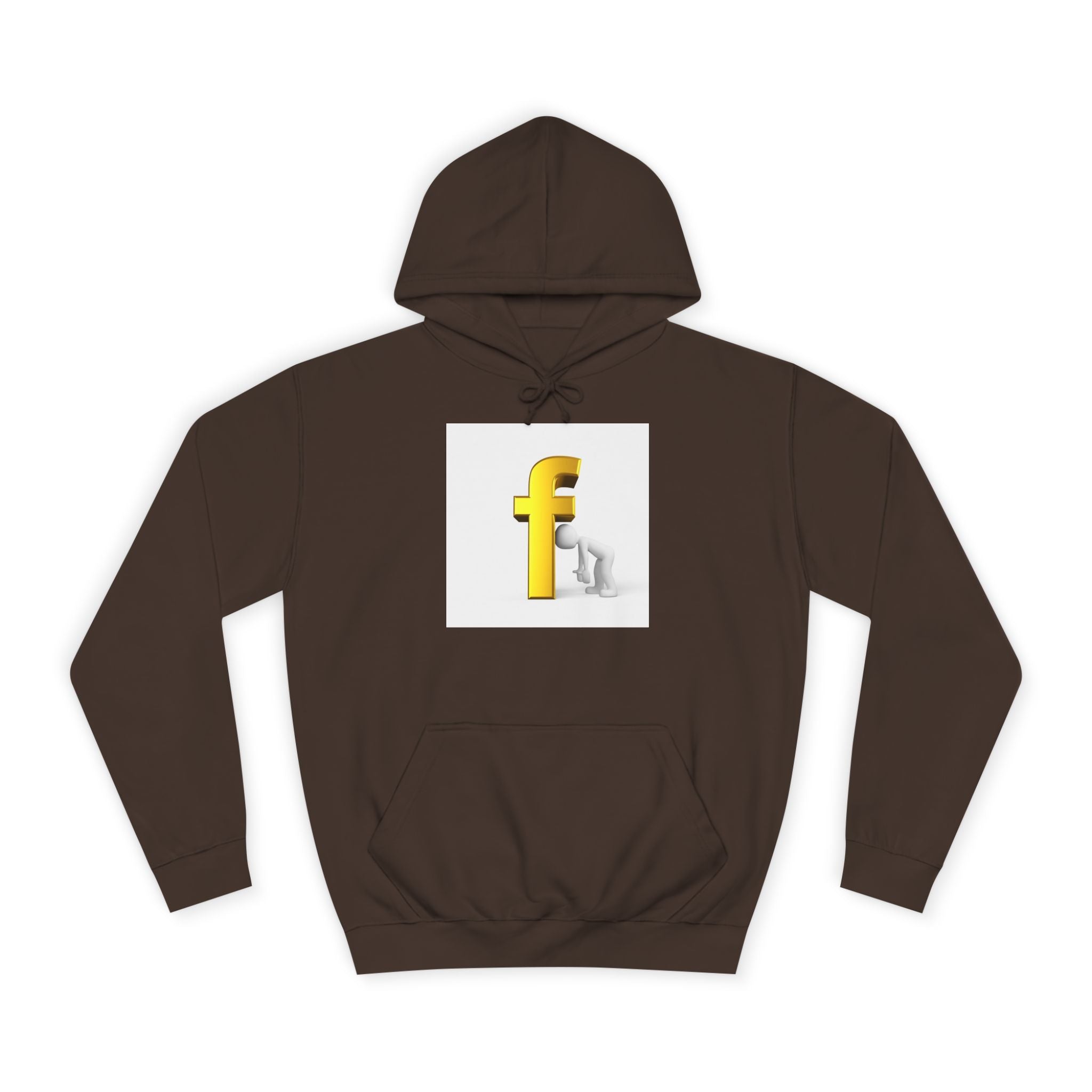 Yellow 3D Letter F Kneeling Figure Hoodie | Typography Graphic