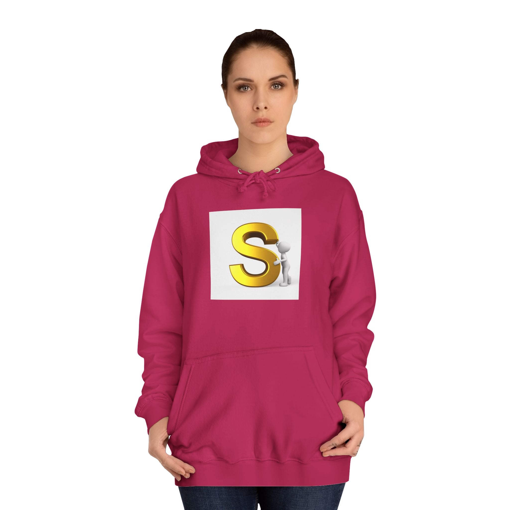 Gold Letter S with Character Hoodie | Initial Monogram Sweatshirt