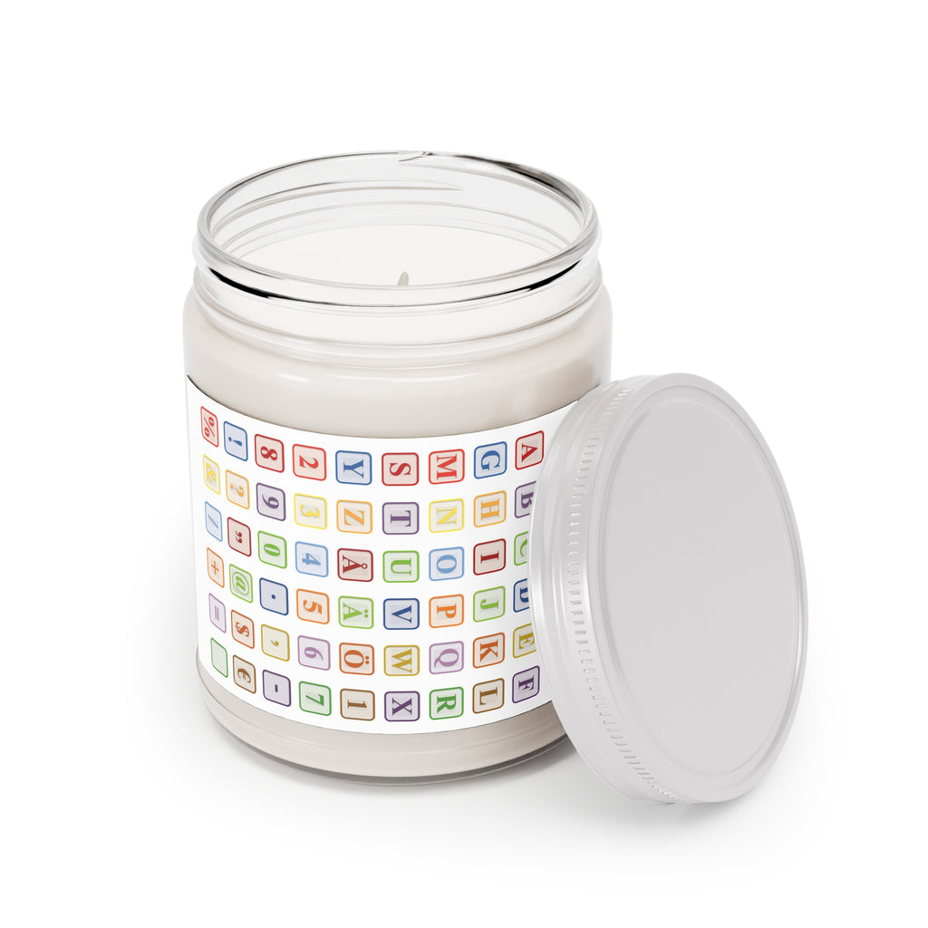 Alphabet Blocks Pattern Candle | Soy Jar Candle 9oz | White Lid