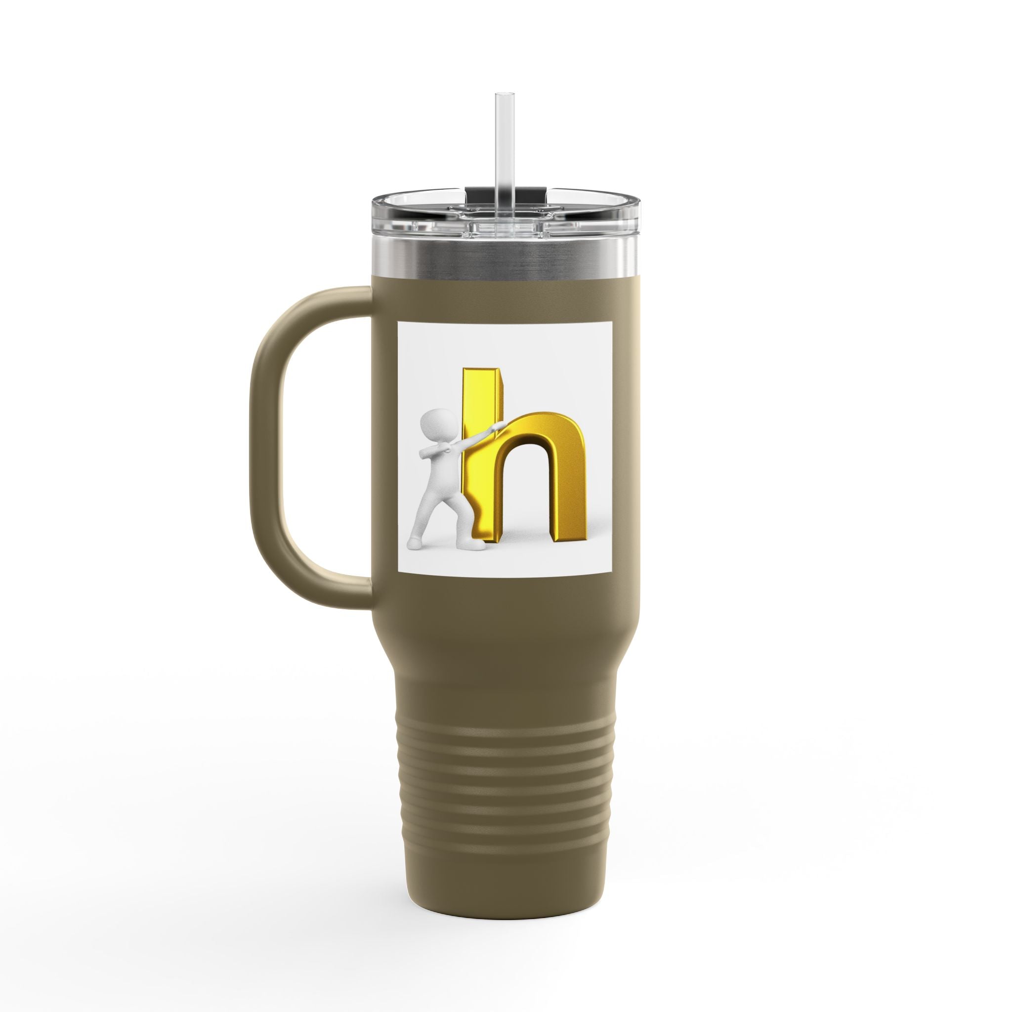 3D Gold Letter H with Figure | Travel Mug
