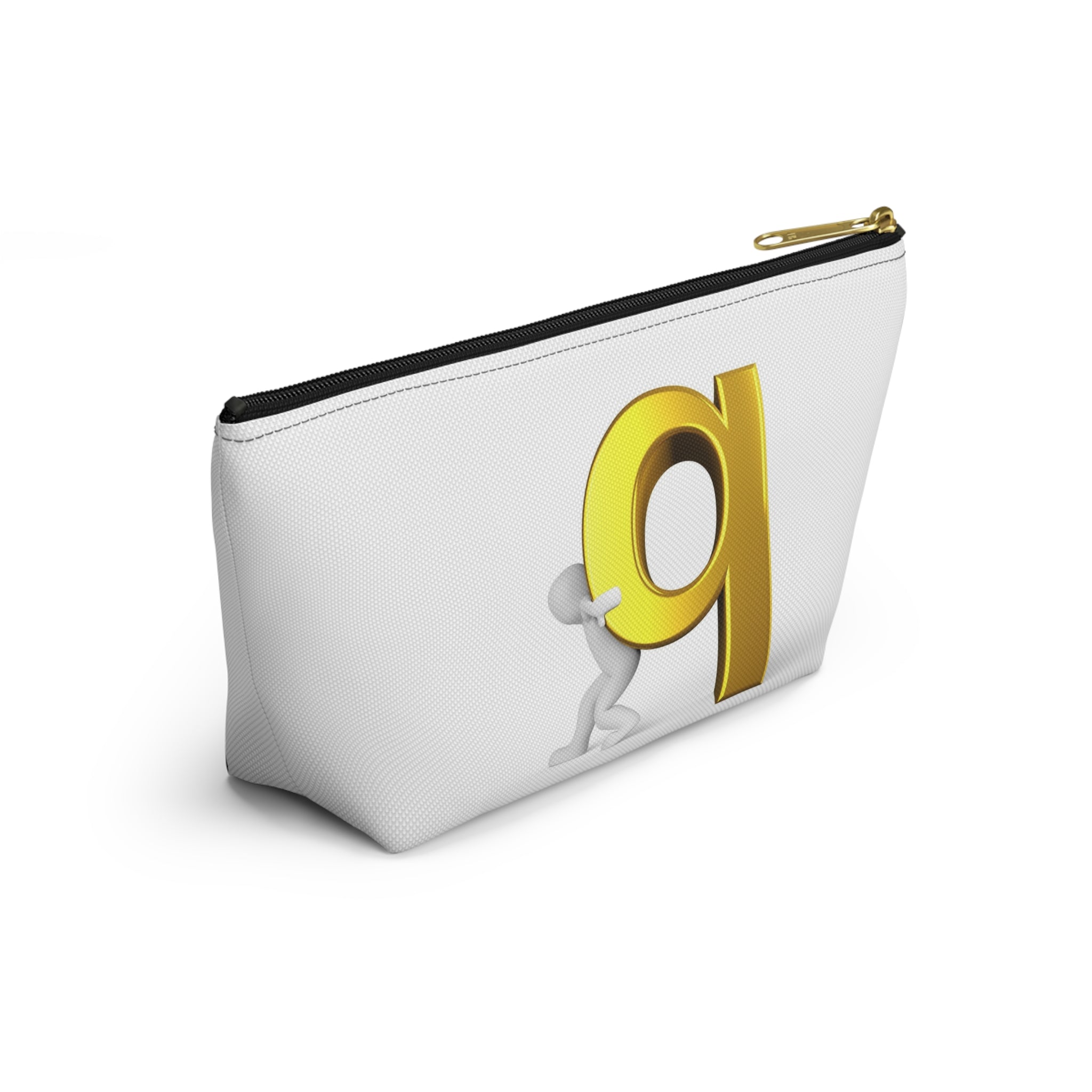 Gold Letter Q Monogram Accessory Pouch | T-Bottom Makeup Bag