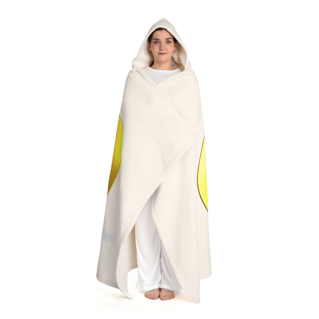 Cream Hooded Sherpa Fleece Blanket | Gold Letter O With Figure