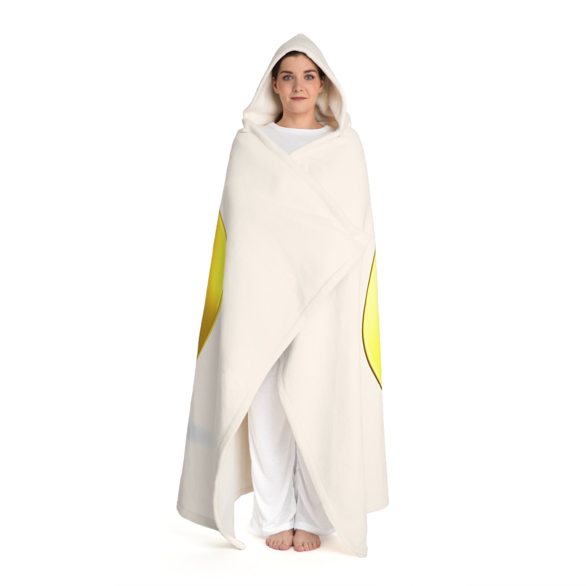 Cream Hooded Sherpa Fleece Blanket | Gold Letter O With Figure