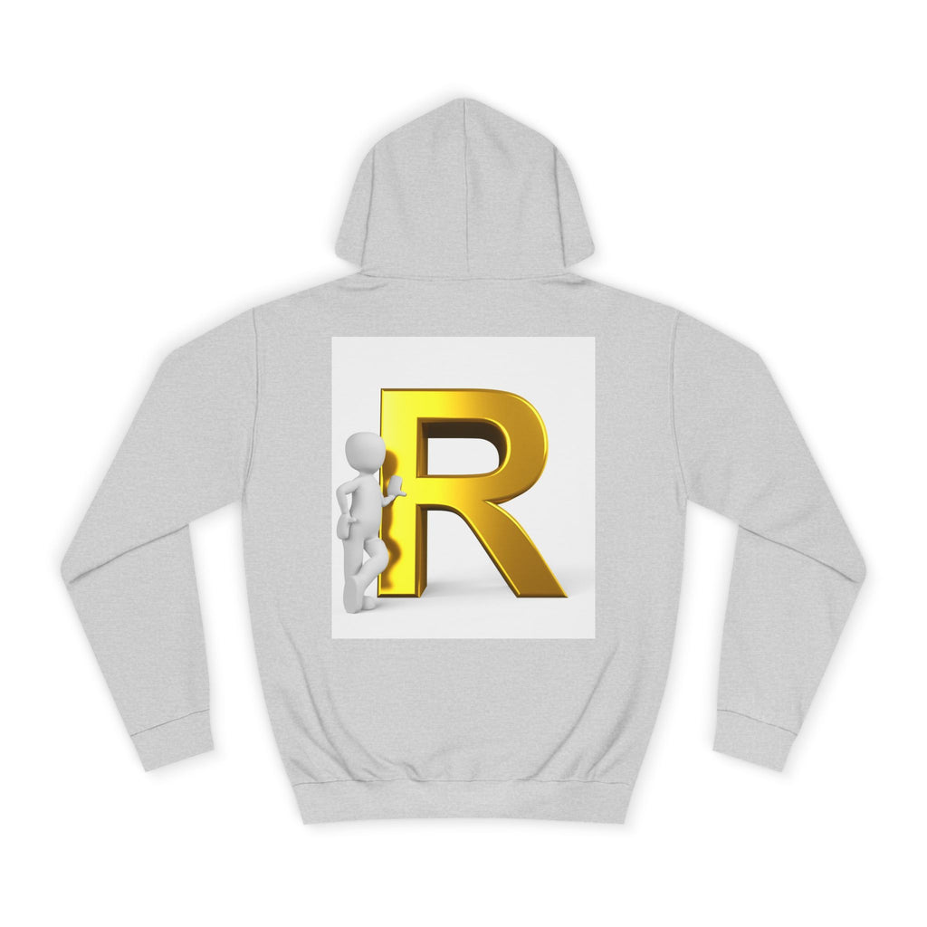 Gold Letter R Hoodie | 3D Character Leaning on R