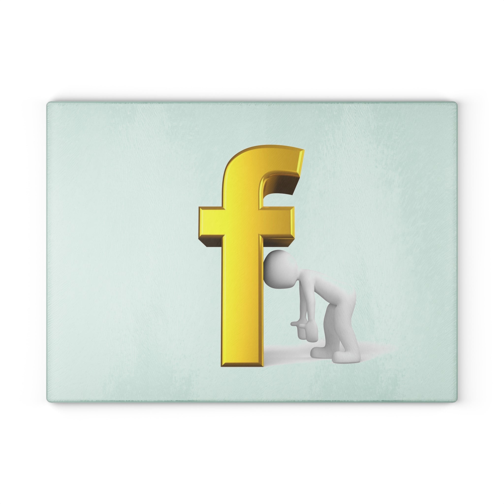 3D Gold Letter F with Figure Glass Cutting Board | Kitchen Decor