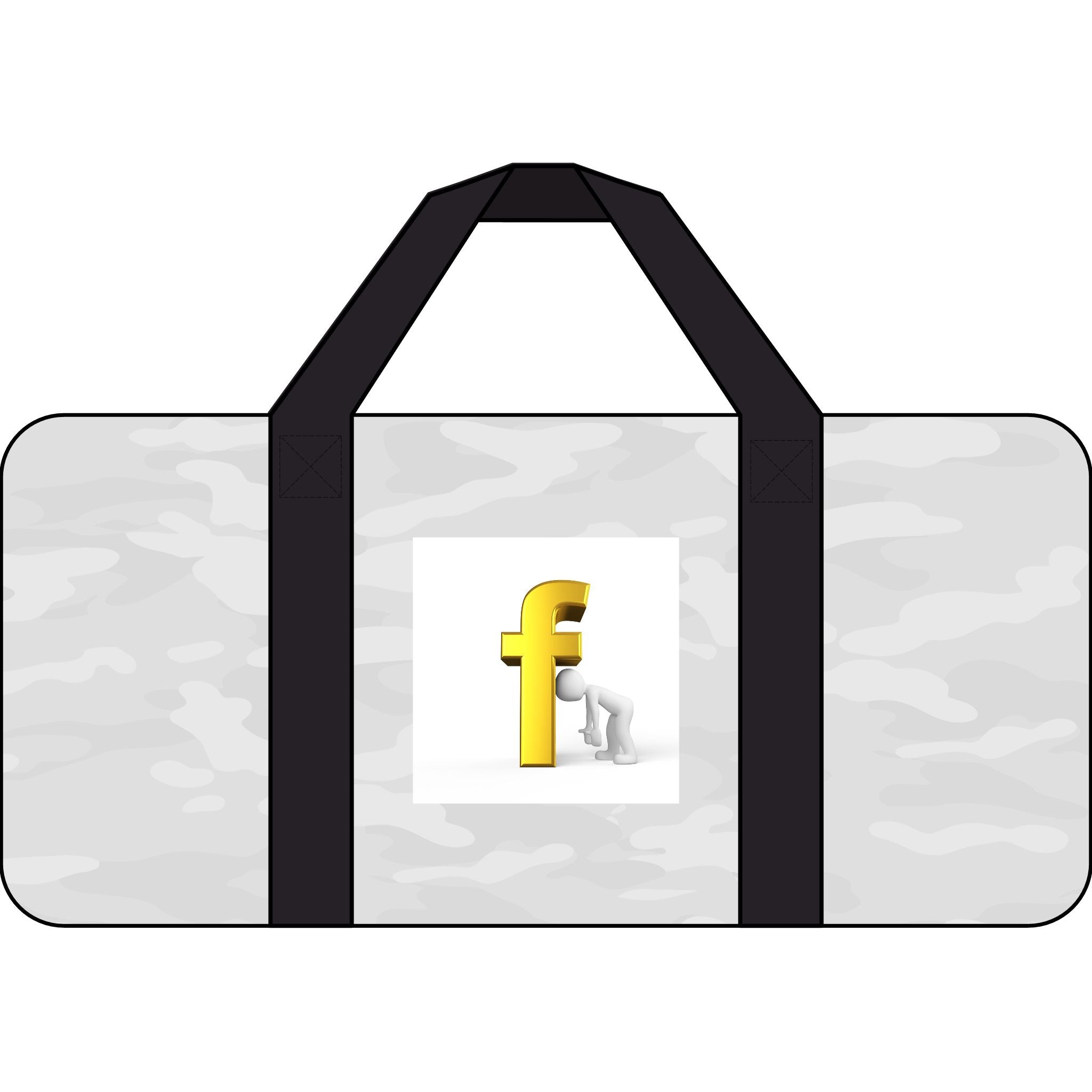 Yellow 3D Letter F Graphic Tripper Duffel Bag | Checker Strap, Camouflage Option