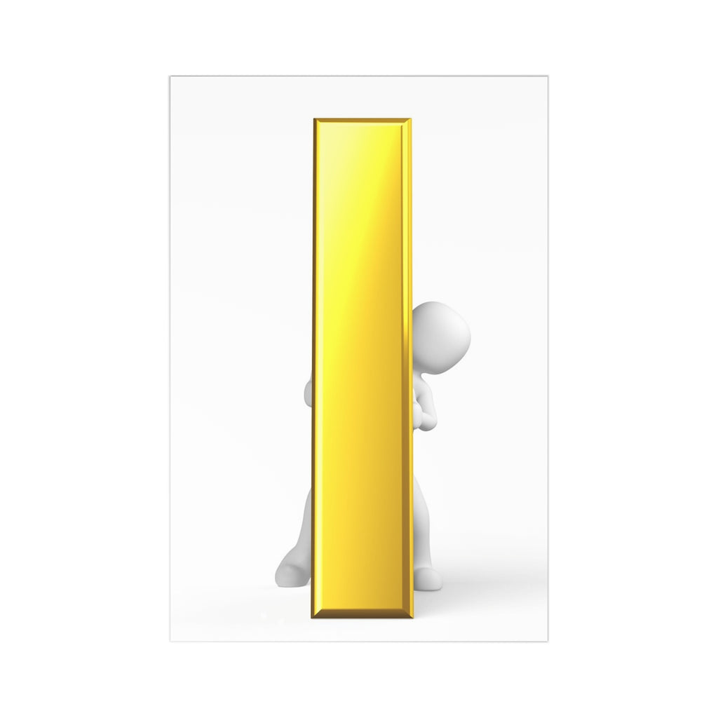 3D Person with Gold Letter i Postcards | 7 pcs