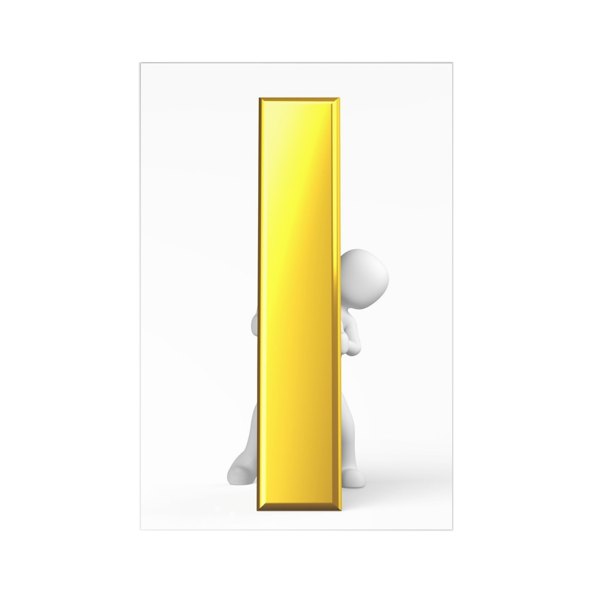 3D Person with Gold Letter i Postcards | 7 pcs