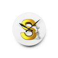 Gold Letter S with Figure Acrylic Wall Clock | Monogram Initial Decor