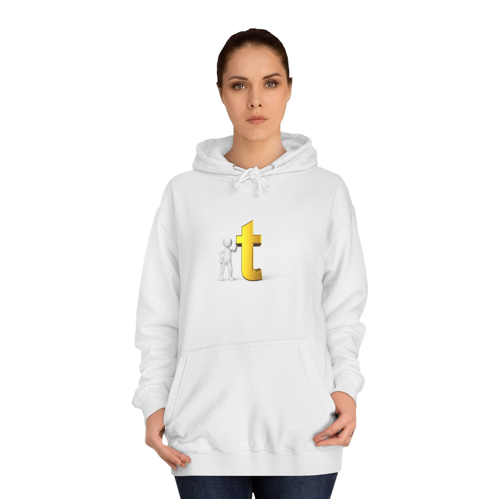 3D Gold Letter T Hoodie | Minimal Letterman Initial Sweatshirt