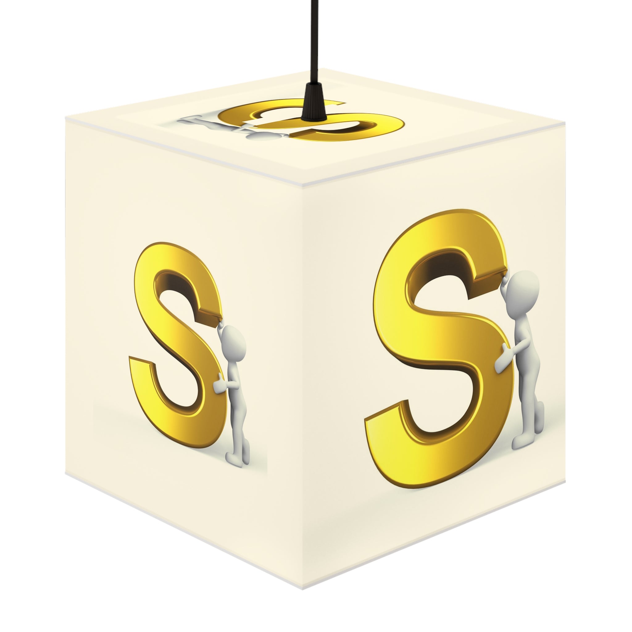 3D Gold Letter S Cube Lamp | Personalized Initial Light Cube