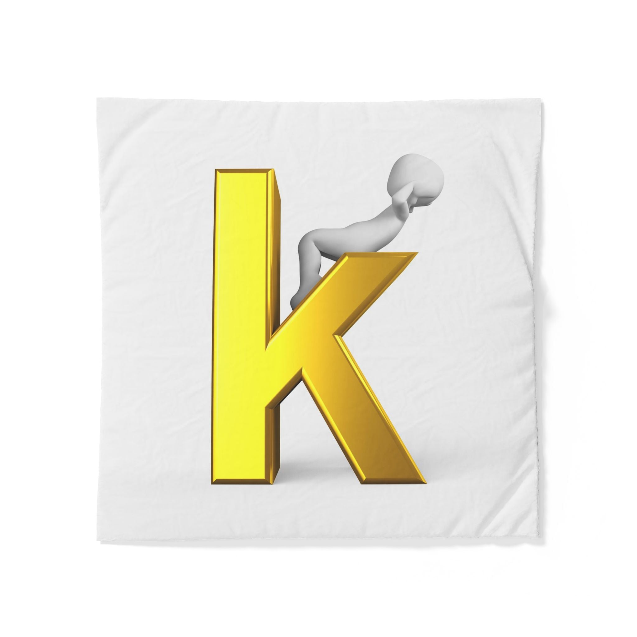 Housse de couette or Lettre K 3D | Housse de couette monogramme en coton