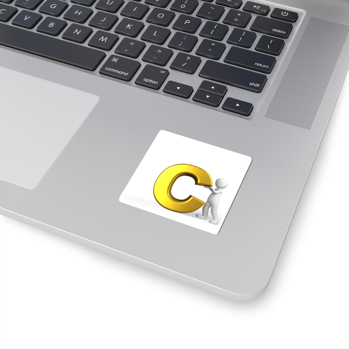 Gold 3D Letter C with Figure Sticker