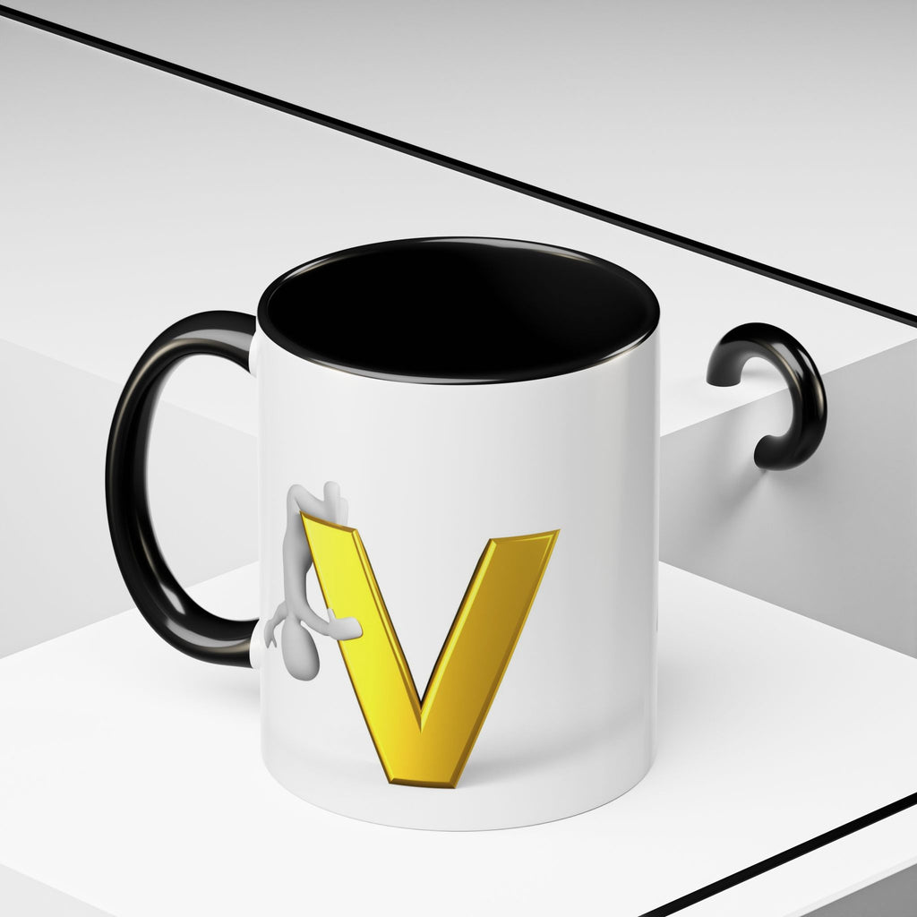 Gold Letter V with Figure Mug | Accent Coffee Mug