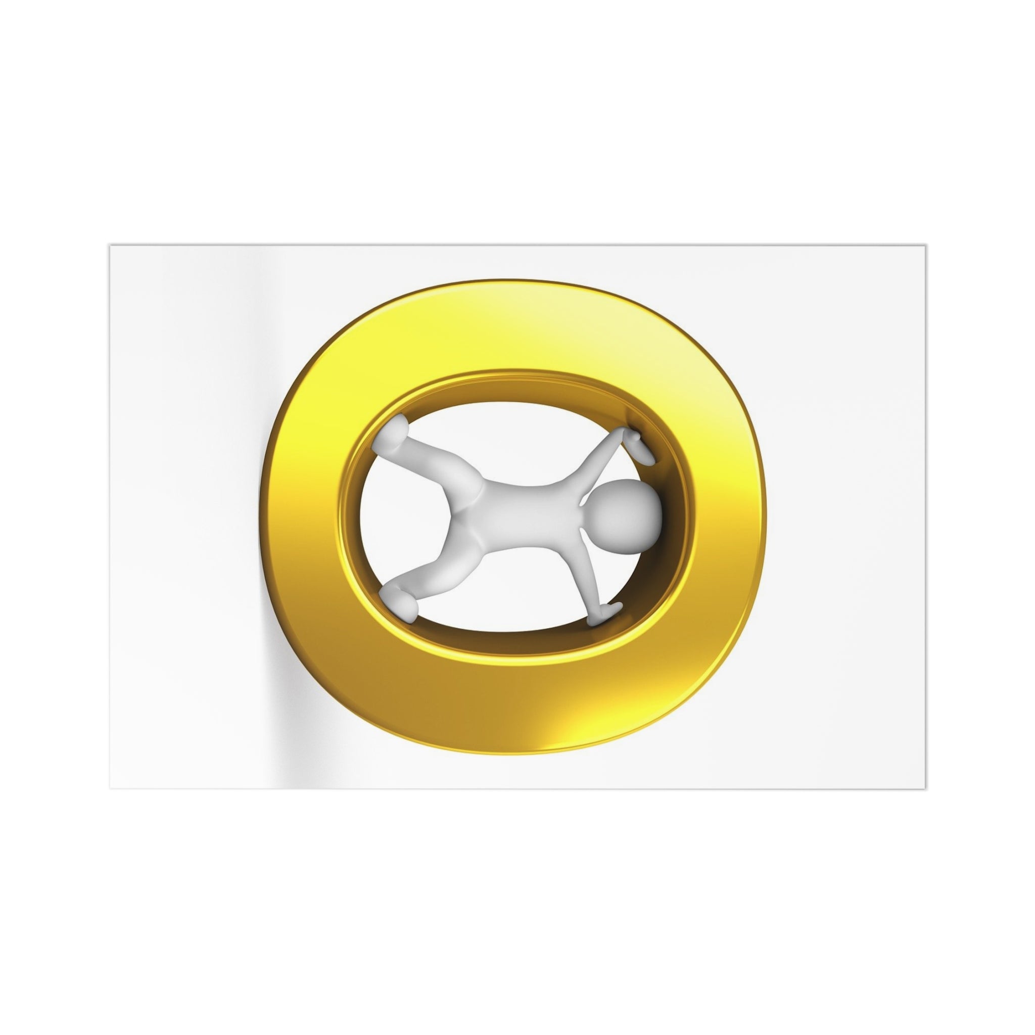 3D Figure Inside Gold Letter O Postcard Set | Postcards (7 pcs)