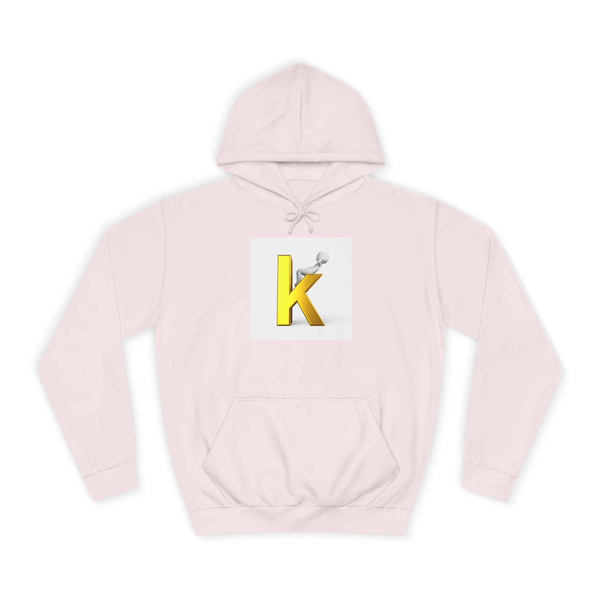 Gold 3D Letter K Hoodie | Monogram Initial K Sweatshirt