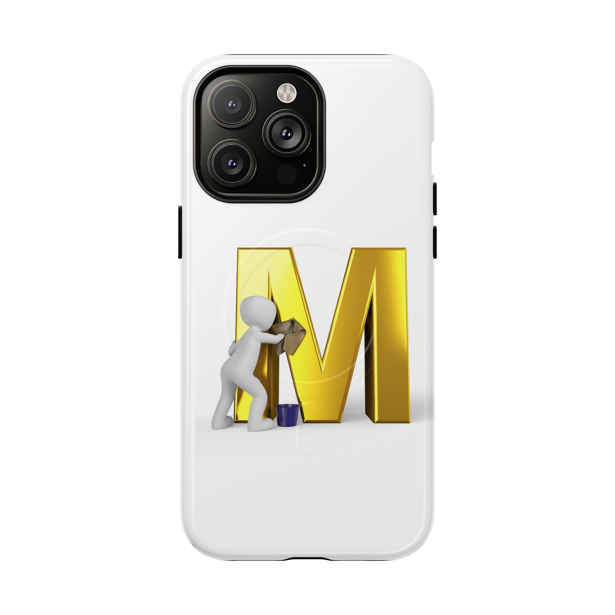 Coque de téléphone aimantée et robuste avec lettre M dorée | Coque magnétique résistante
