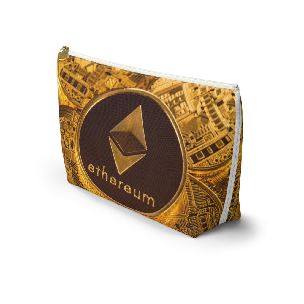 Ethereum Coin Accessory Pouch | Crypto Makeup Bag, T-Bottom Zipper Pouch