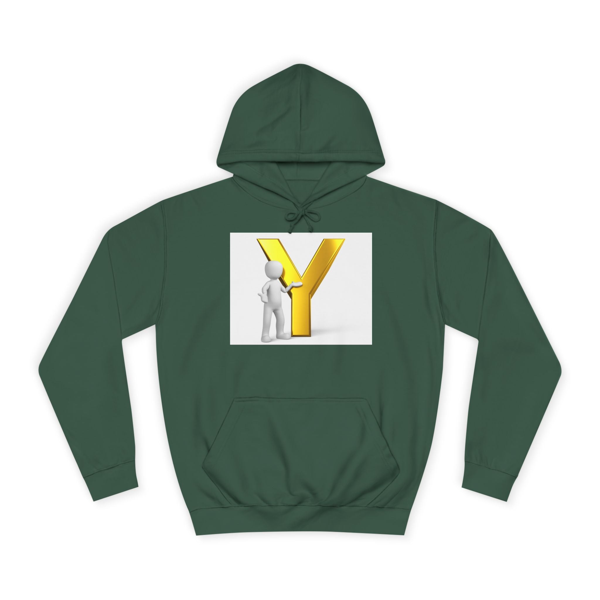 Sweat à capuche lettre Y en or 3D avec figurine | Monogramme initial