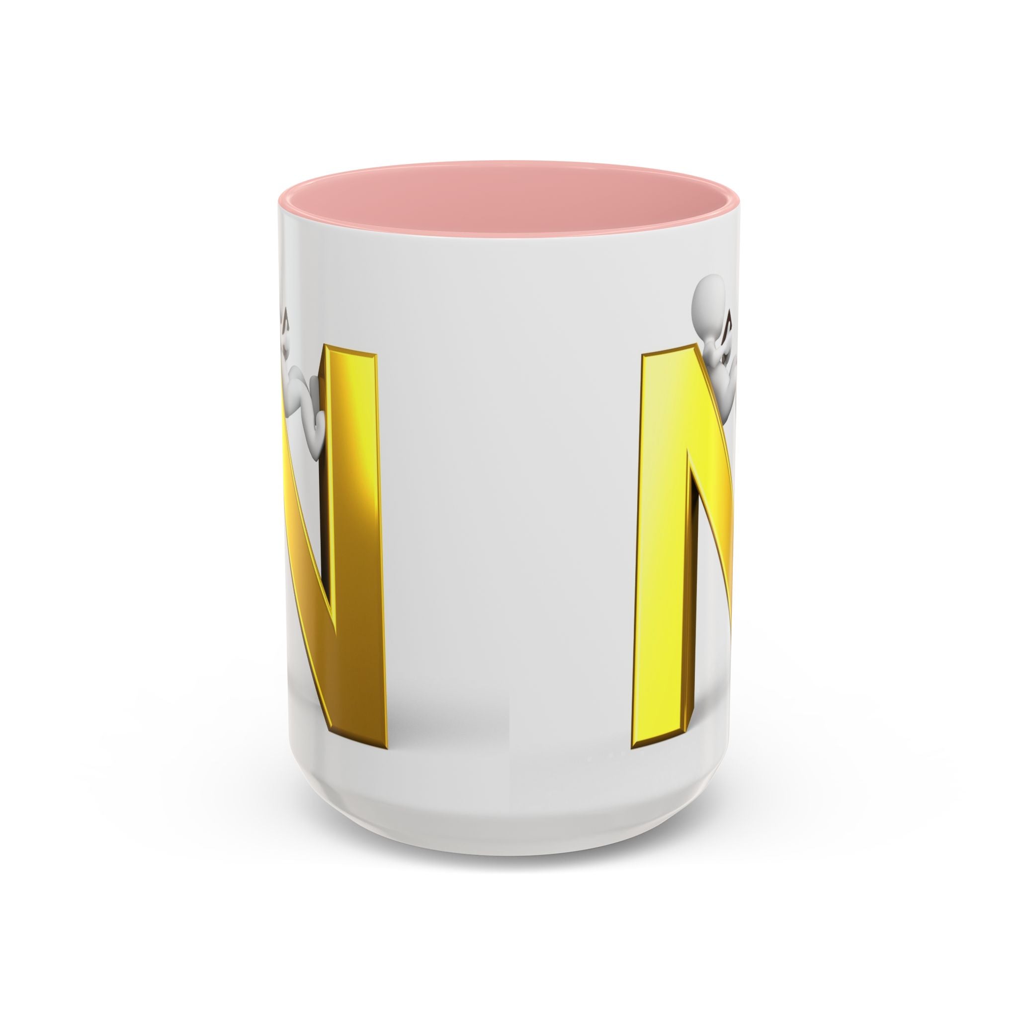 Mug monogramme lettre N dorée | Mug à anse colorée