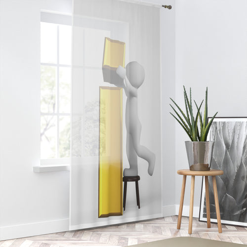 Rideau de fenêtre avec figurine 3D en or et lettre i | Panneau décoratif transparent
