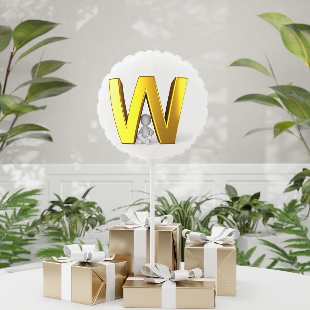 Gold Letter W Balloon 11" Round Balloon