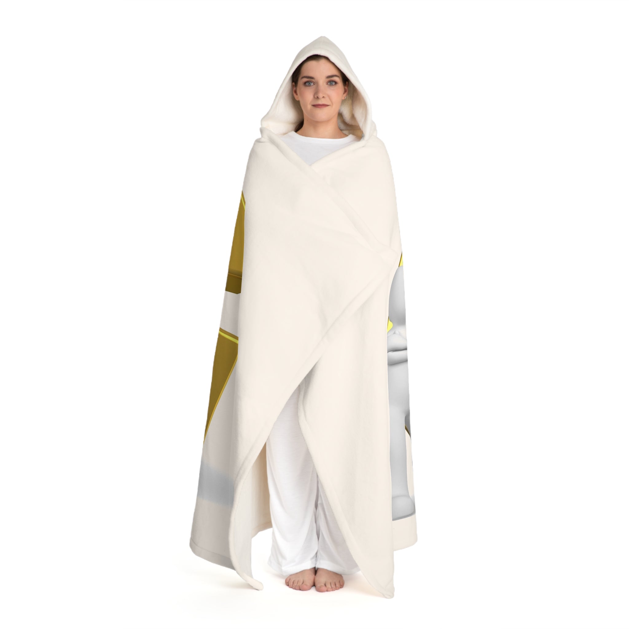 Hooded Sherpa Fleece Blanket | Gold Letter G With Figure