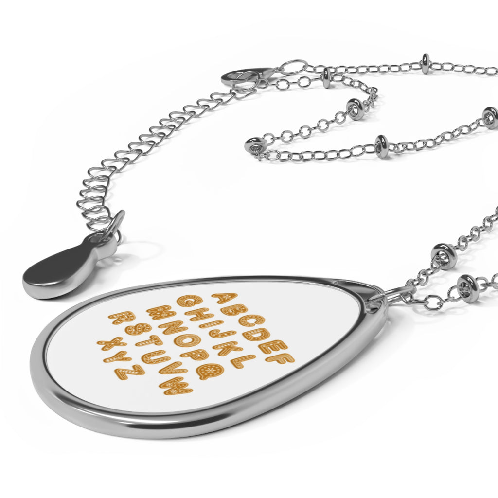 Alphabet Oval Necklace — Personalized Initials Teardrop Pendant