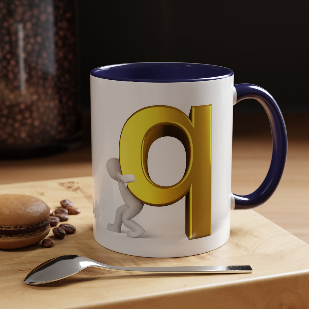 Gold Letter Q Push Character Mug | Accent Coffee Mug 11oz 15oz