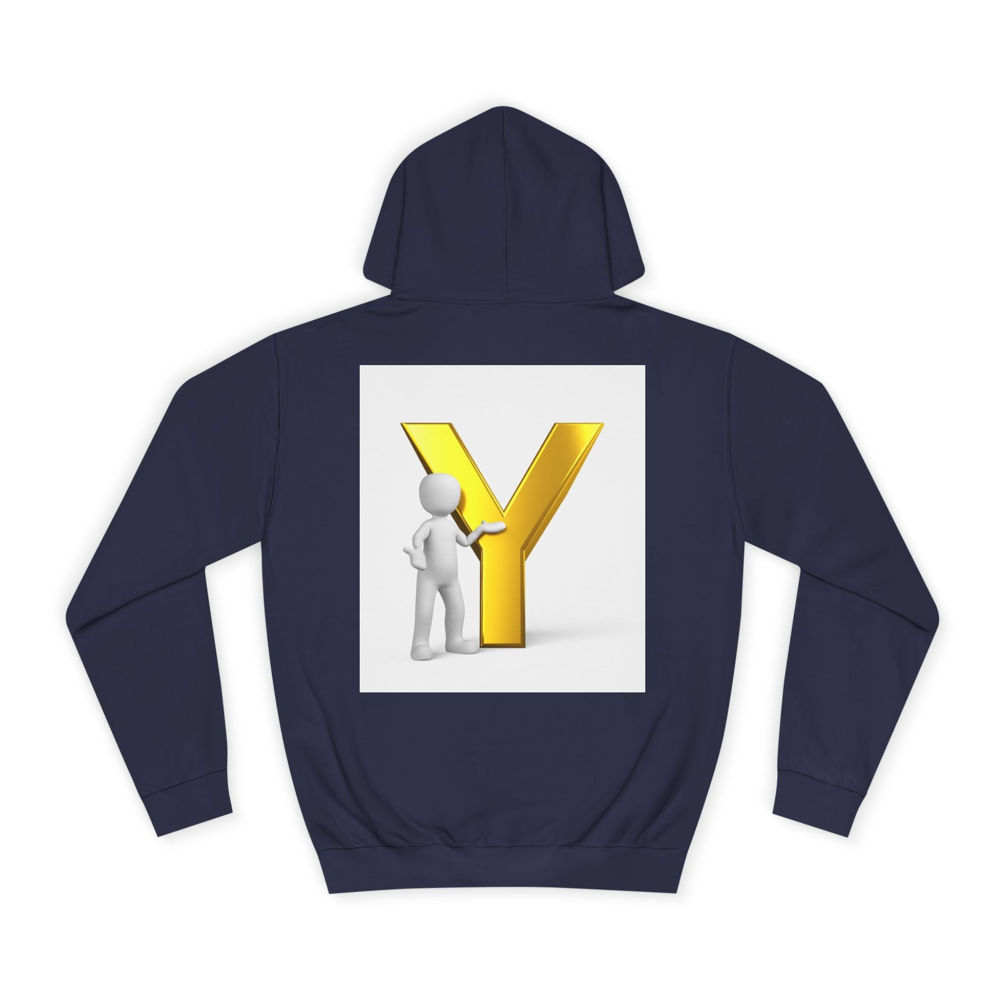 3D Gold Letter Y with Figure Hoodie | Initial Monogram Sweatshirt