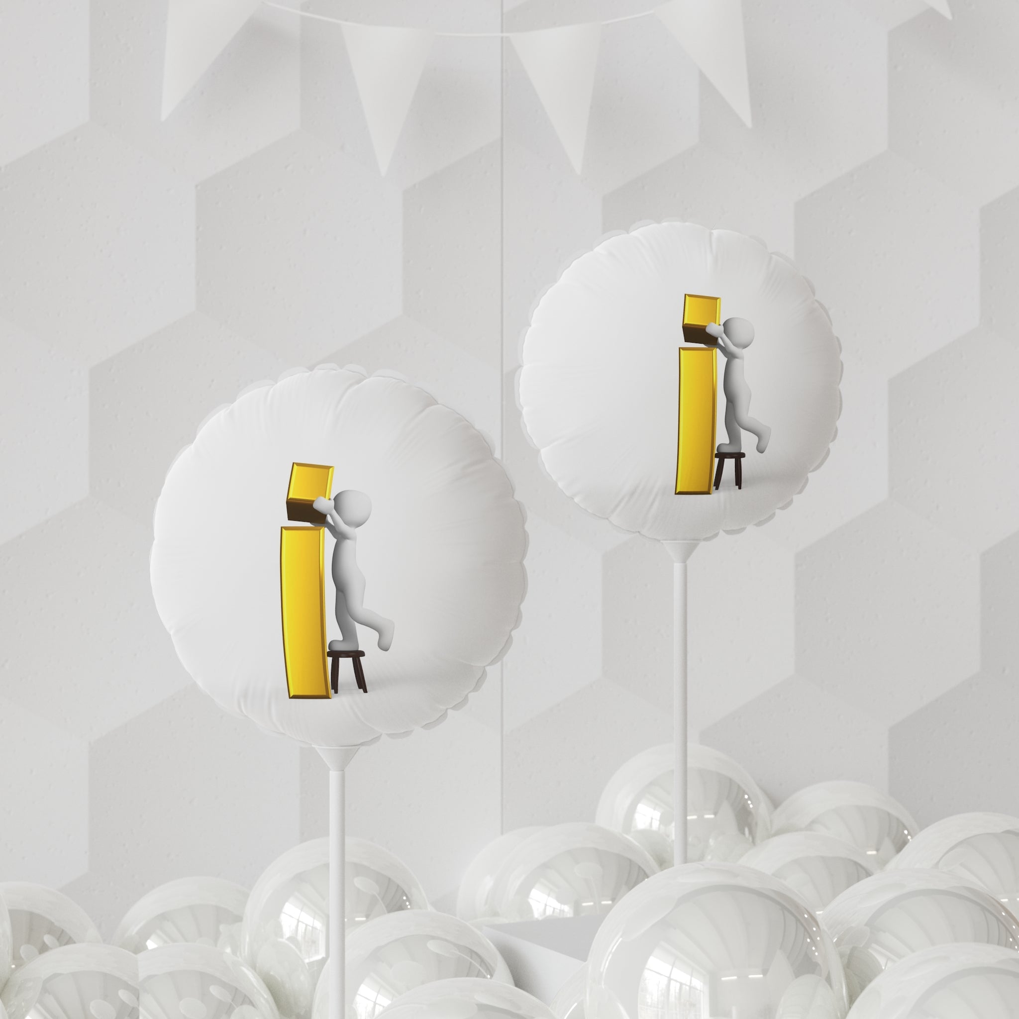 3D Figure Stacking Gold Letter i Balloon