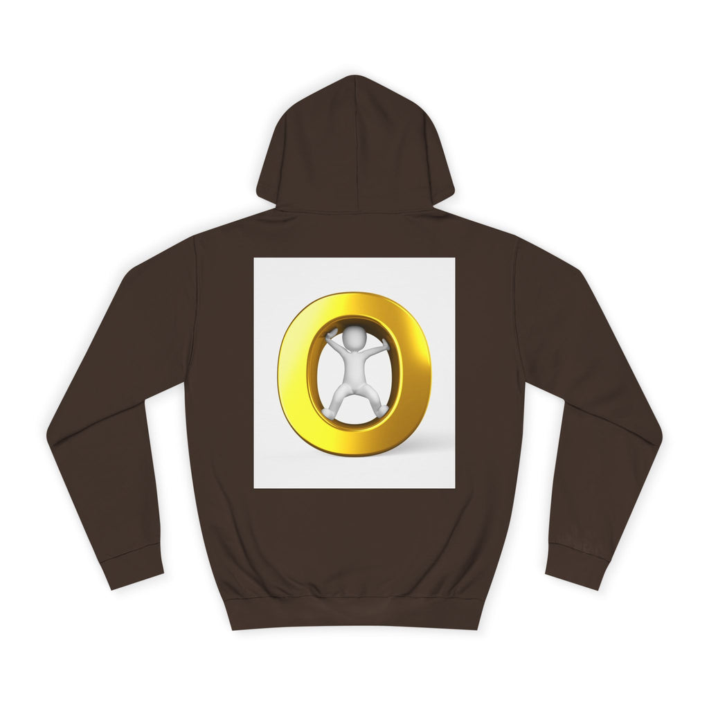 Gold Letter O with Abstract Figure Hoodie | Minimal Graphic Sweatshirt