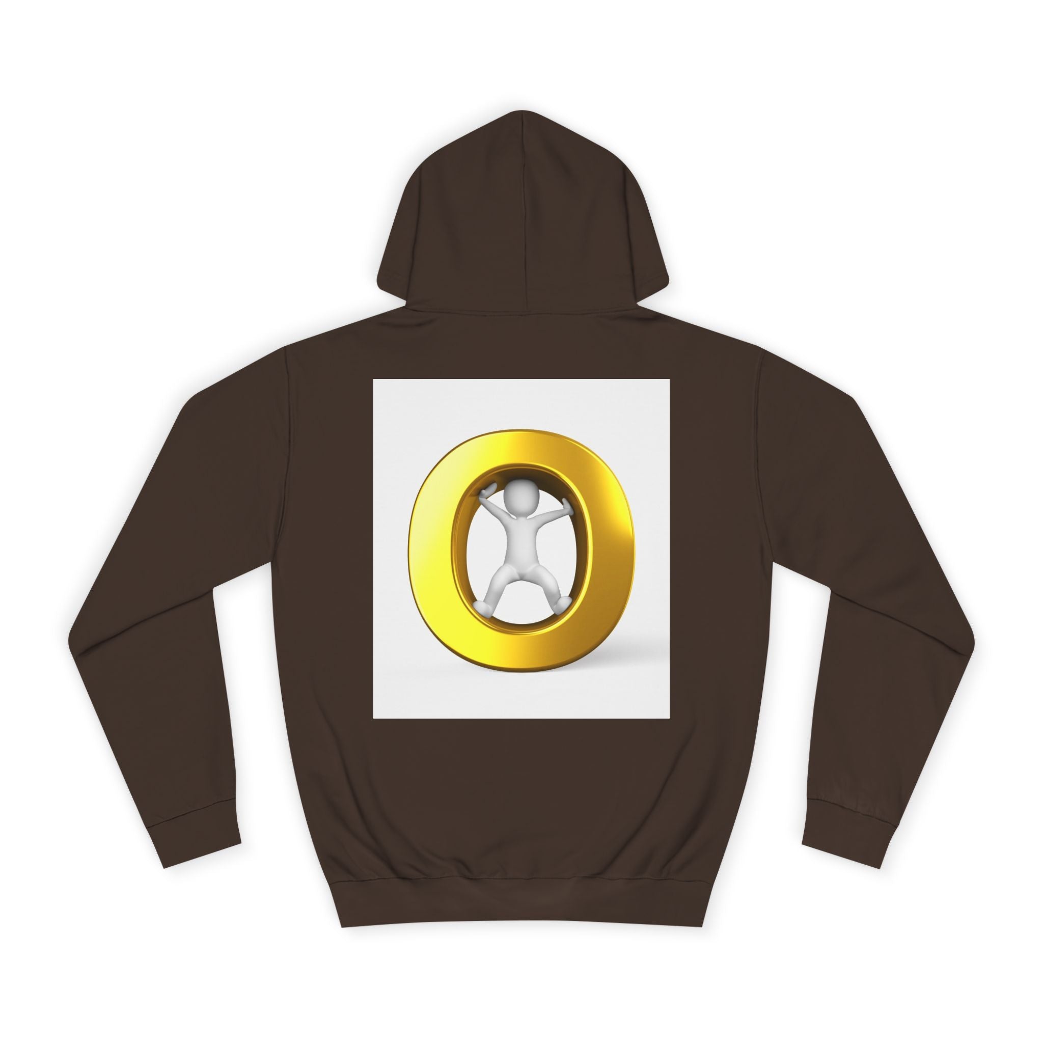 Gold Letter O with Abstract Figure Hoodie | Minimal Graphic Sweatshirt