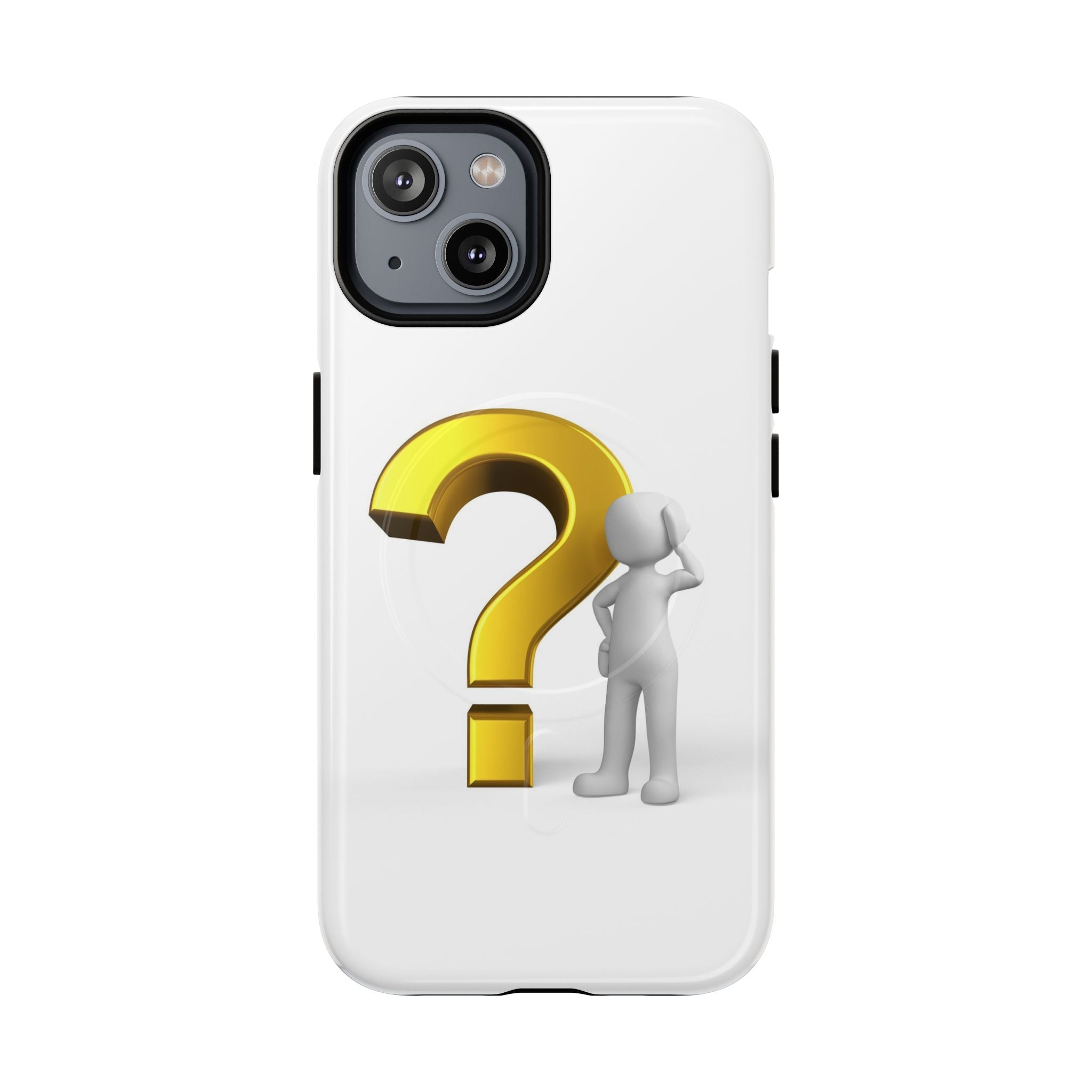 Coque de téléphone 3D point d'interrogation | Coque magnétique robuste