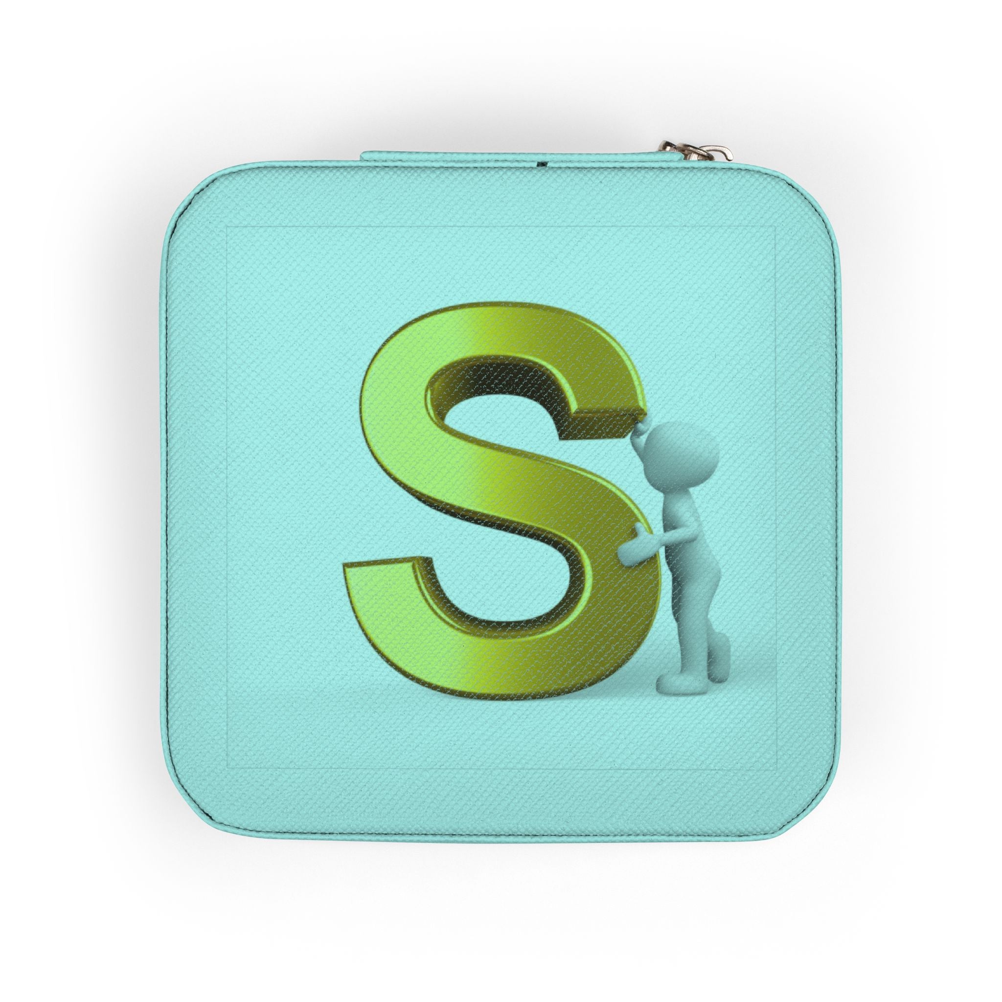 Gold Monogram S Jewelry Travel Case | Compact Square Travel Jewelry Organizer