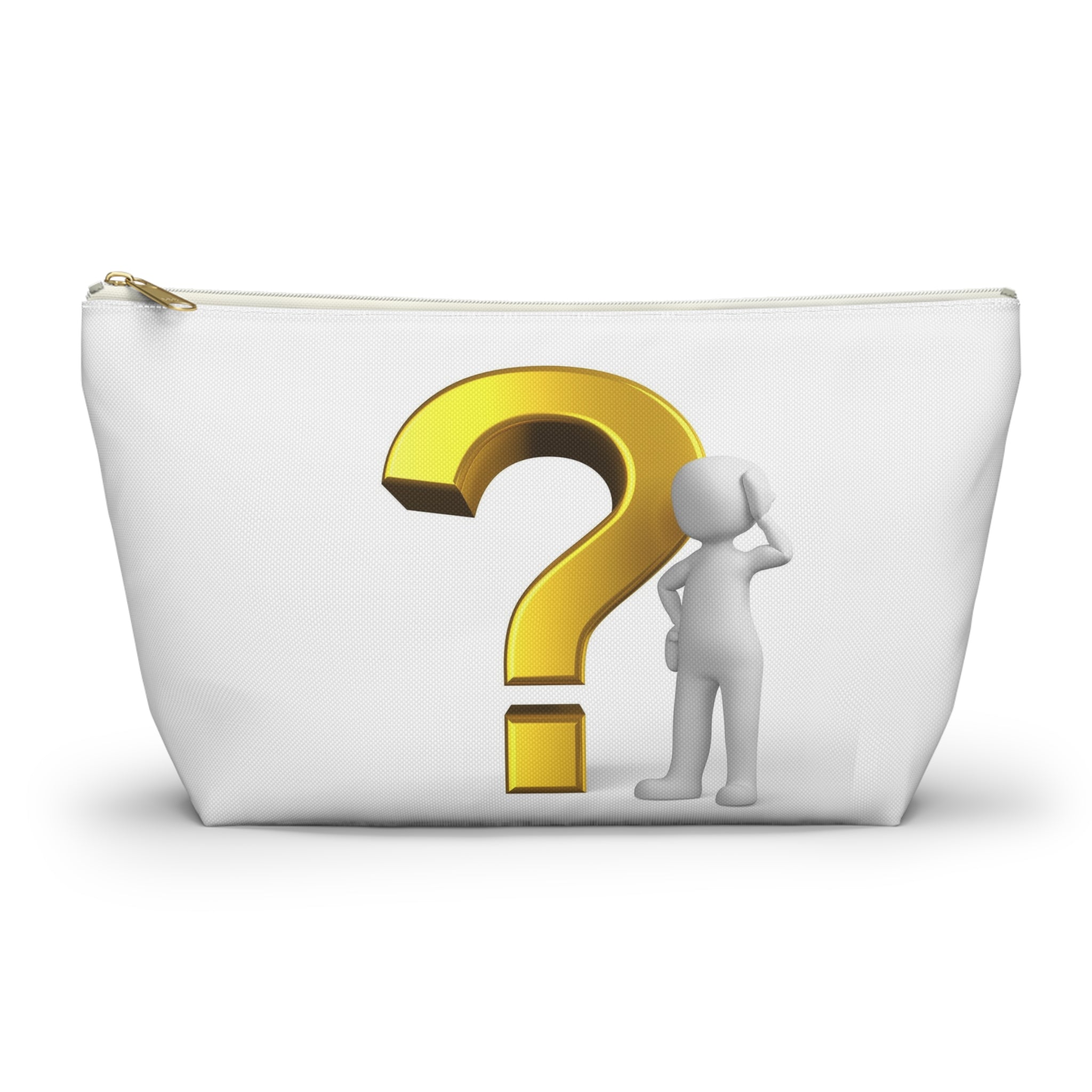 Gold Question Mark with Thinking Figure Accessory Pouch