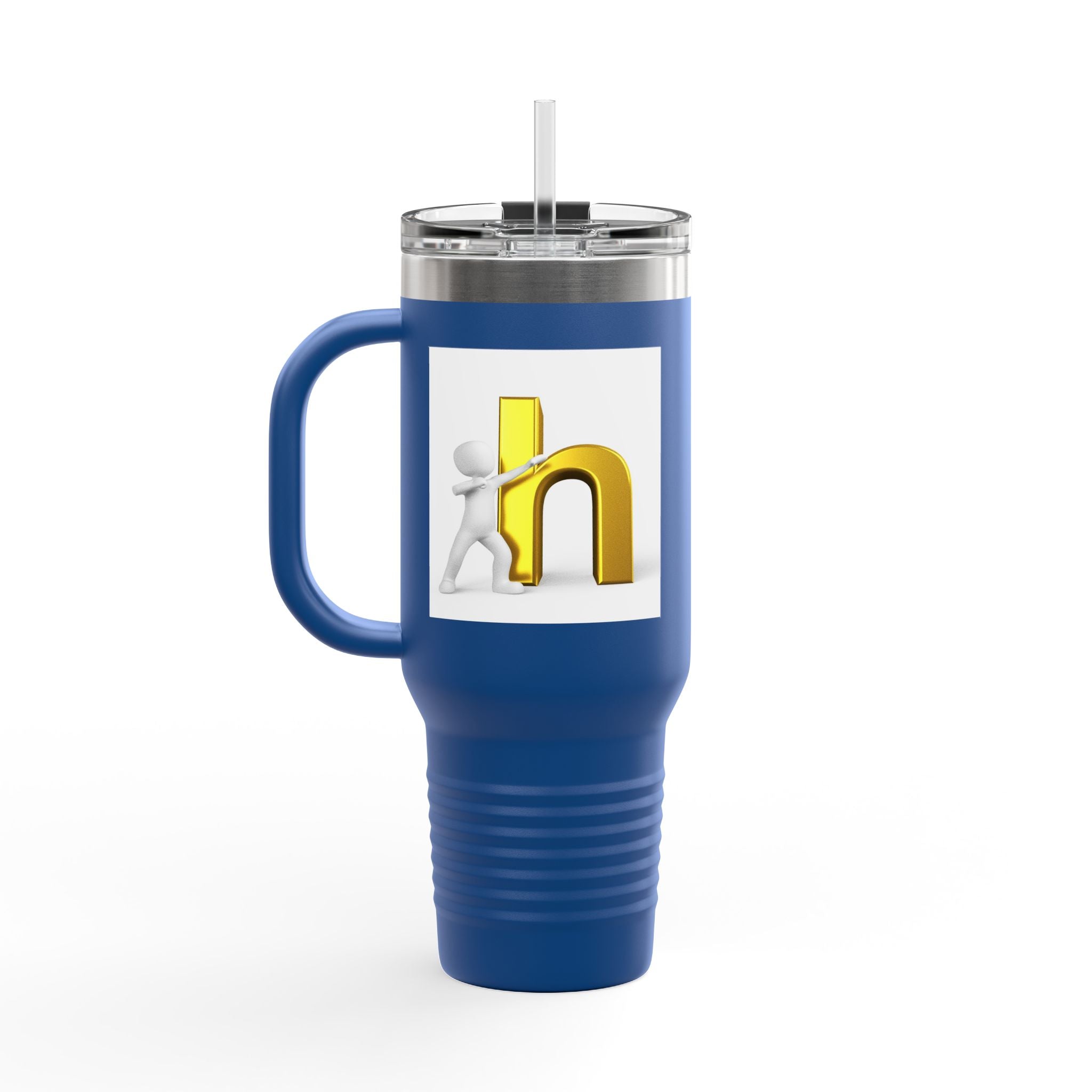 3D Gold Letter H with Figure | Travel Mug