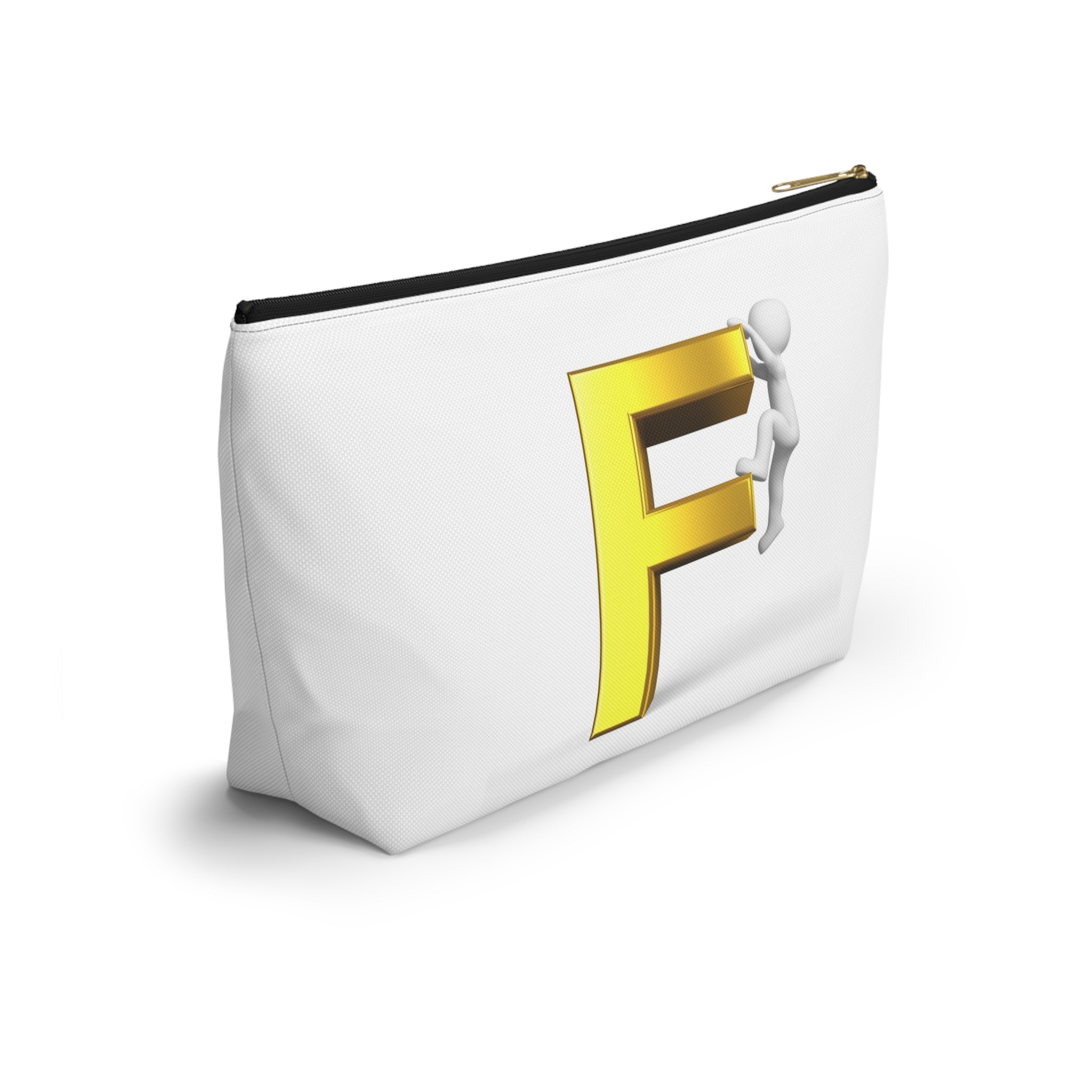 Gold Letter F Climber Accessory Pouch | Monogram Initial Makeup Bag