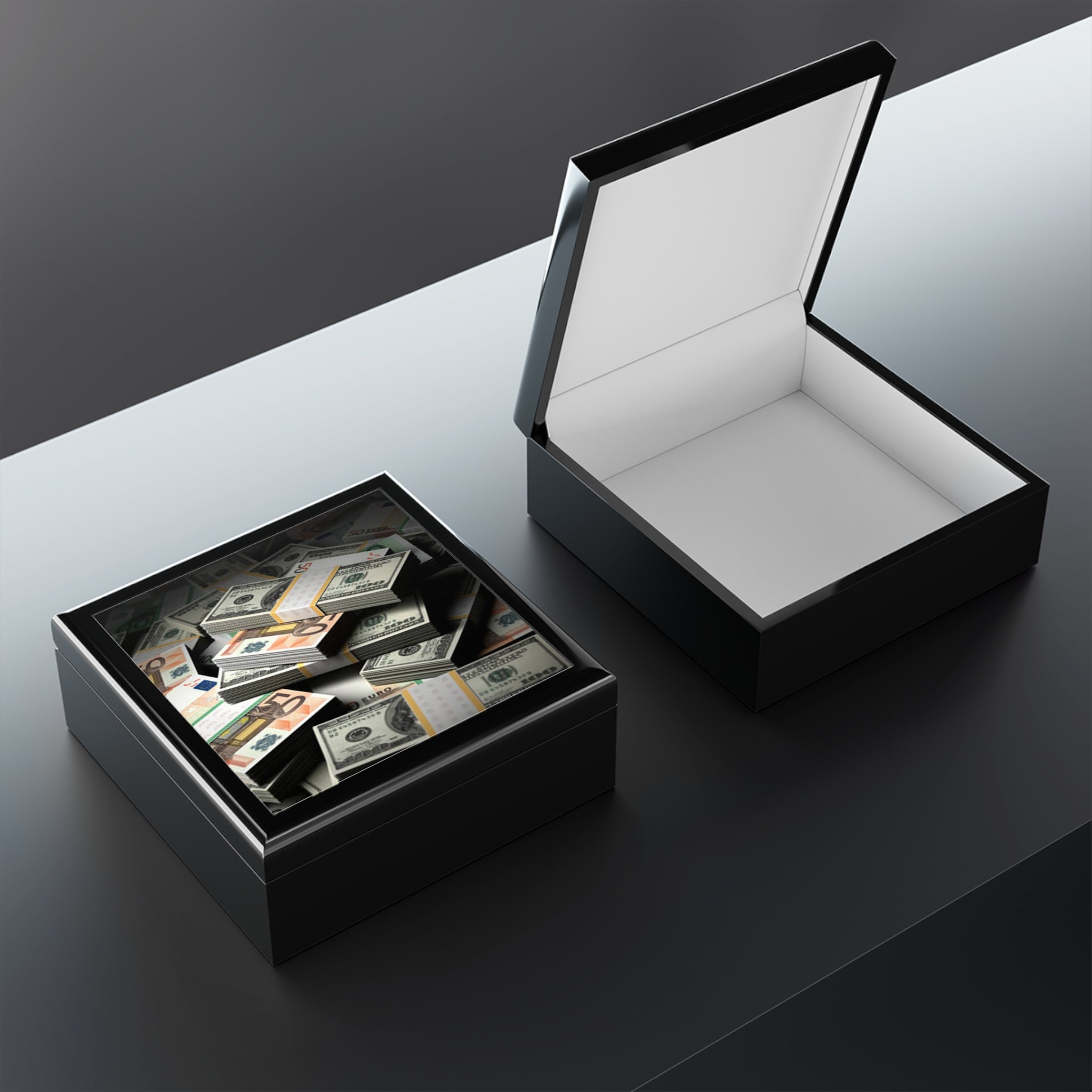 Stacks of Money Jewelry Box | Cash Pattern Keepsake Box