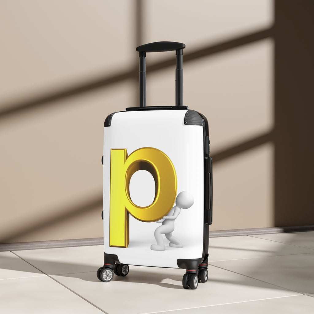 3D Gold Letter P Monogram Suitcase | Personalized Luggage Sticker Decal
