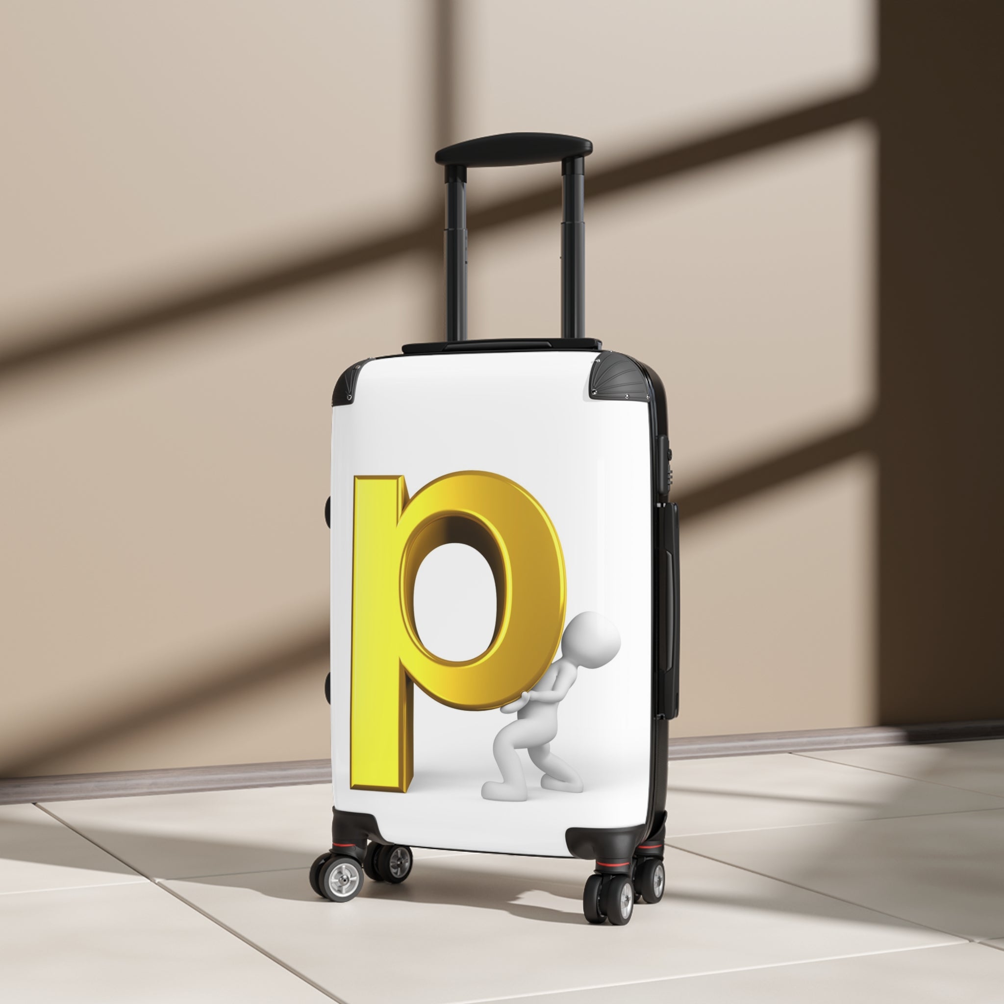 3D Gold Letter P Monogram Suitcase | Personalized Luggage Sticker Decal
