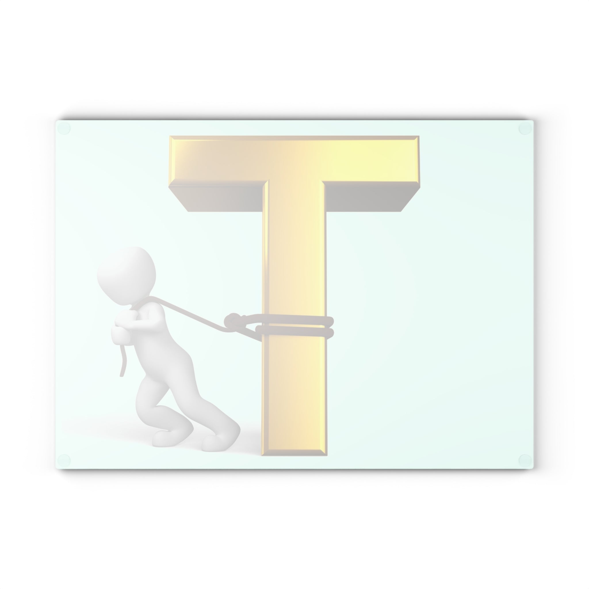 Gold Letter T with Figure Glass Cutting Board | Monogram Initial Kitchen Decor