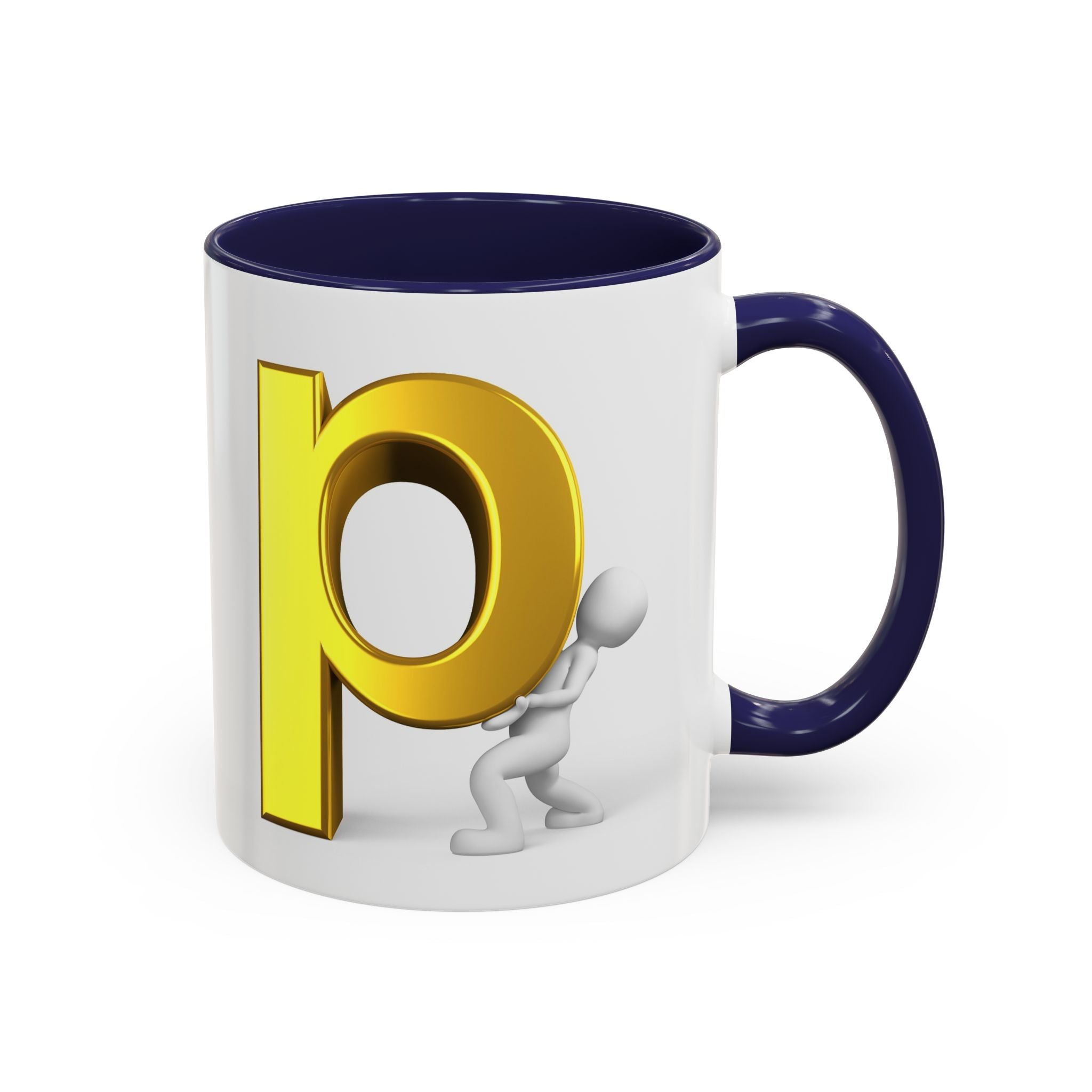 Tasse à café 3D lettre P | Tasse à anse colorée 325 ml ou 443 ml