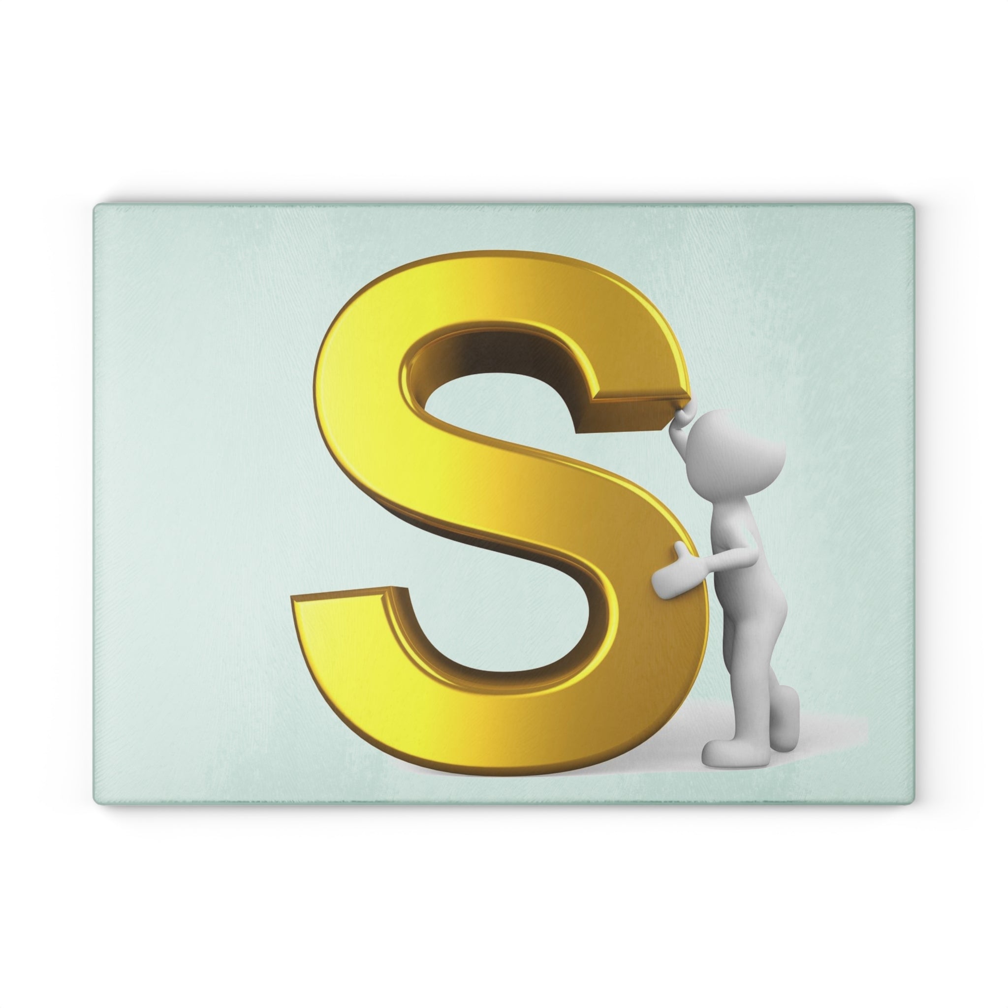 Gold Letter S Graphic Glass Cutting Board | Monogram Initial Kitchen Decor