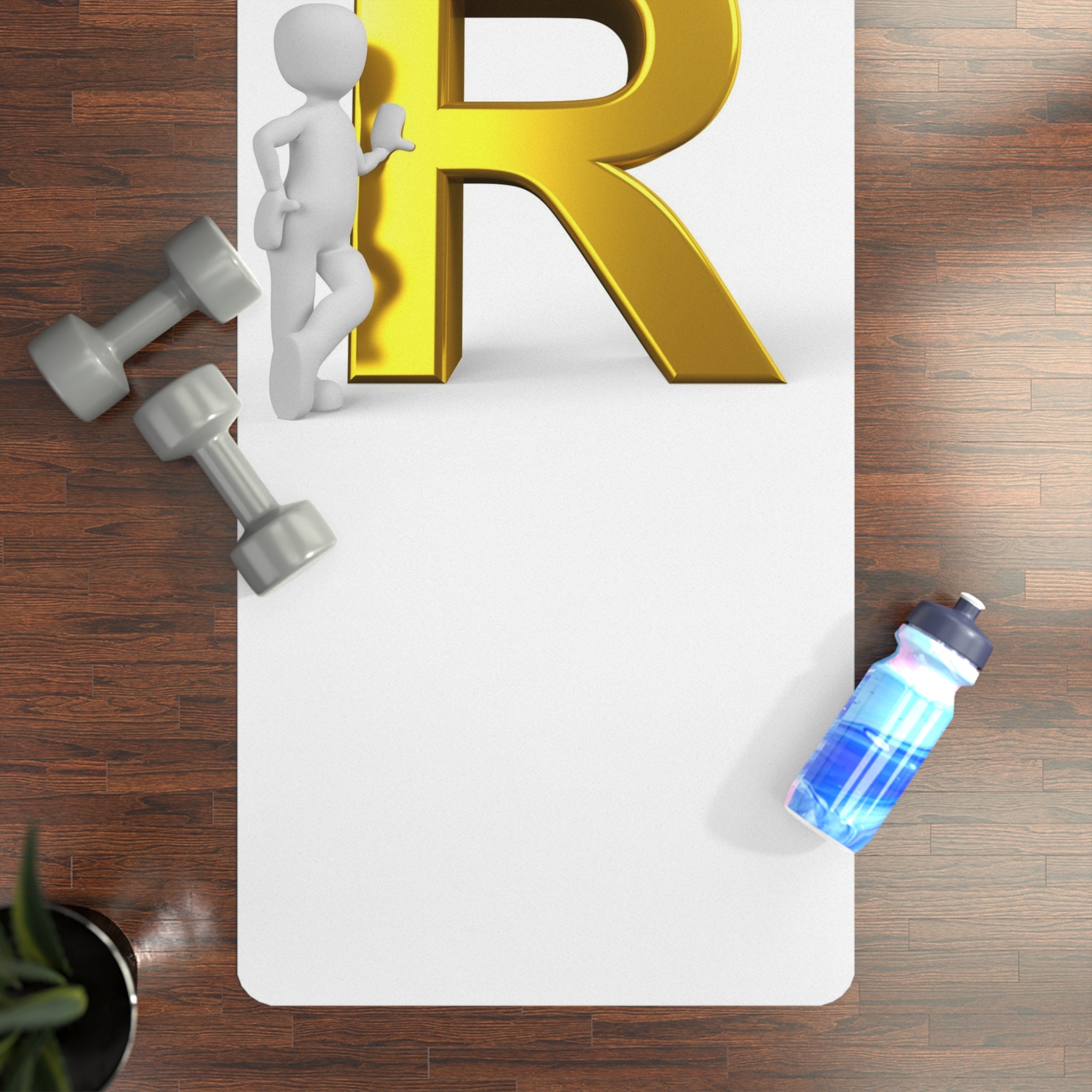 Gold Letter R Initial Yoga Mat | Monogram Rubber Yoga Mat